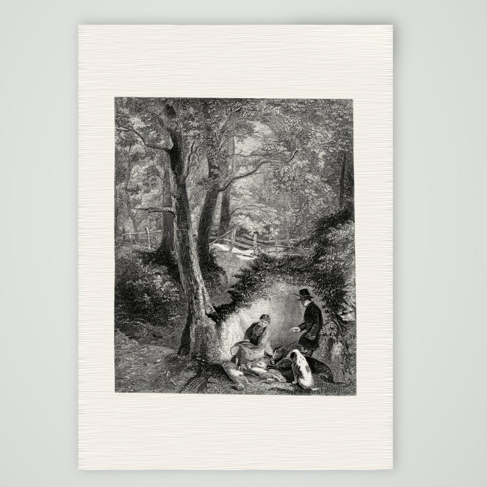 Waidmanns Beute – Stahlstich, Kunstdruck auf Leinenpapier