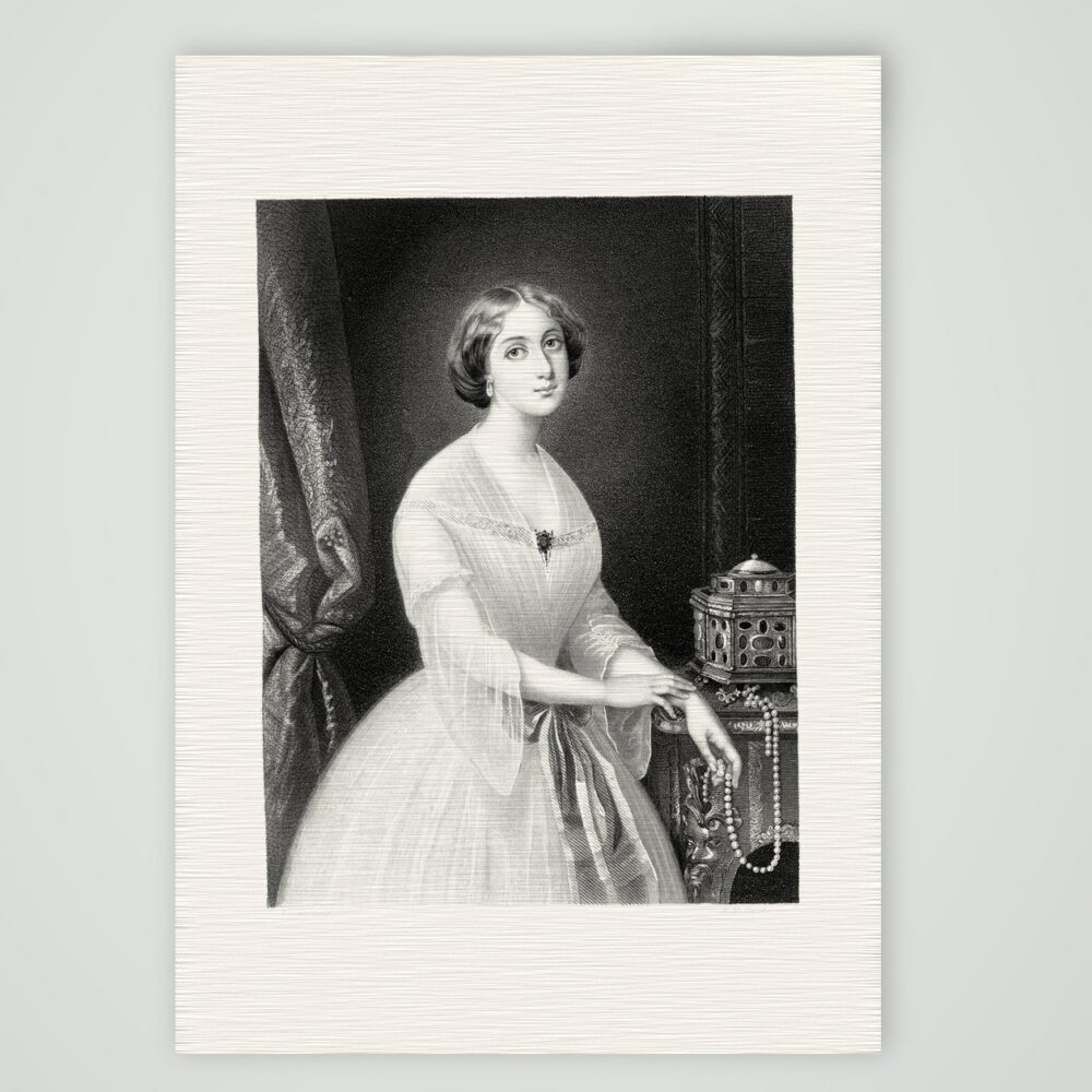 Hortense – Biedermeier-Bildnis – Stahlstich, Kunstdruck auf Leinenpapier