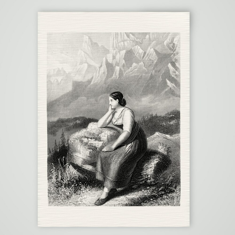 Ahnung (Pressentiment) – Stahlstich, Kunstdruck auf Leinenpapier