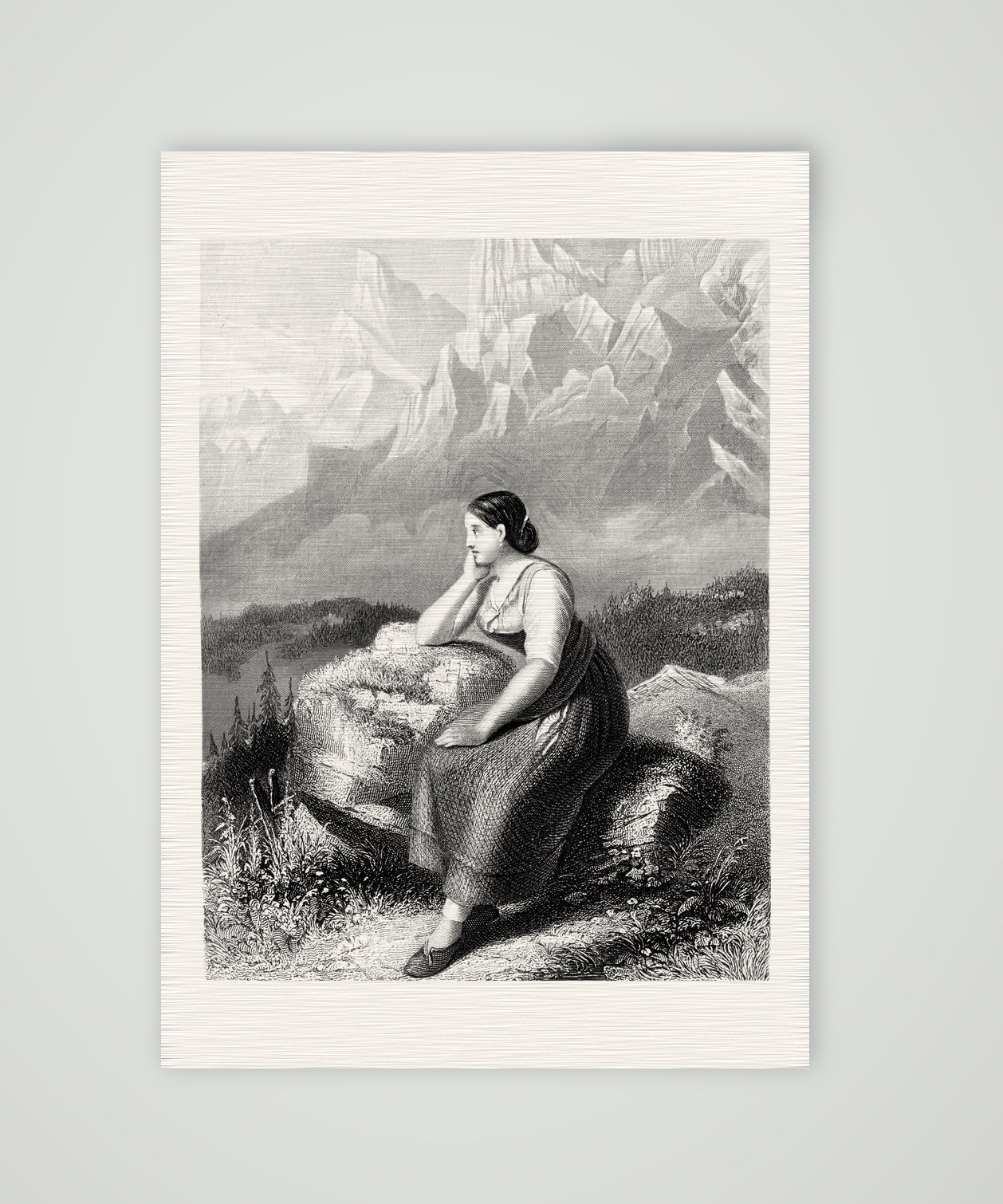 Ahnung (Pressentiment) – Stahlstich, Kunstdruck auf Leinenpapier