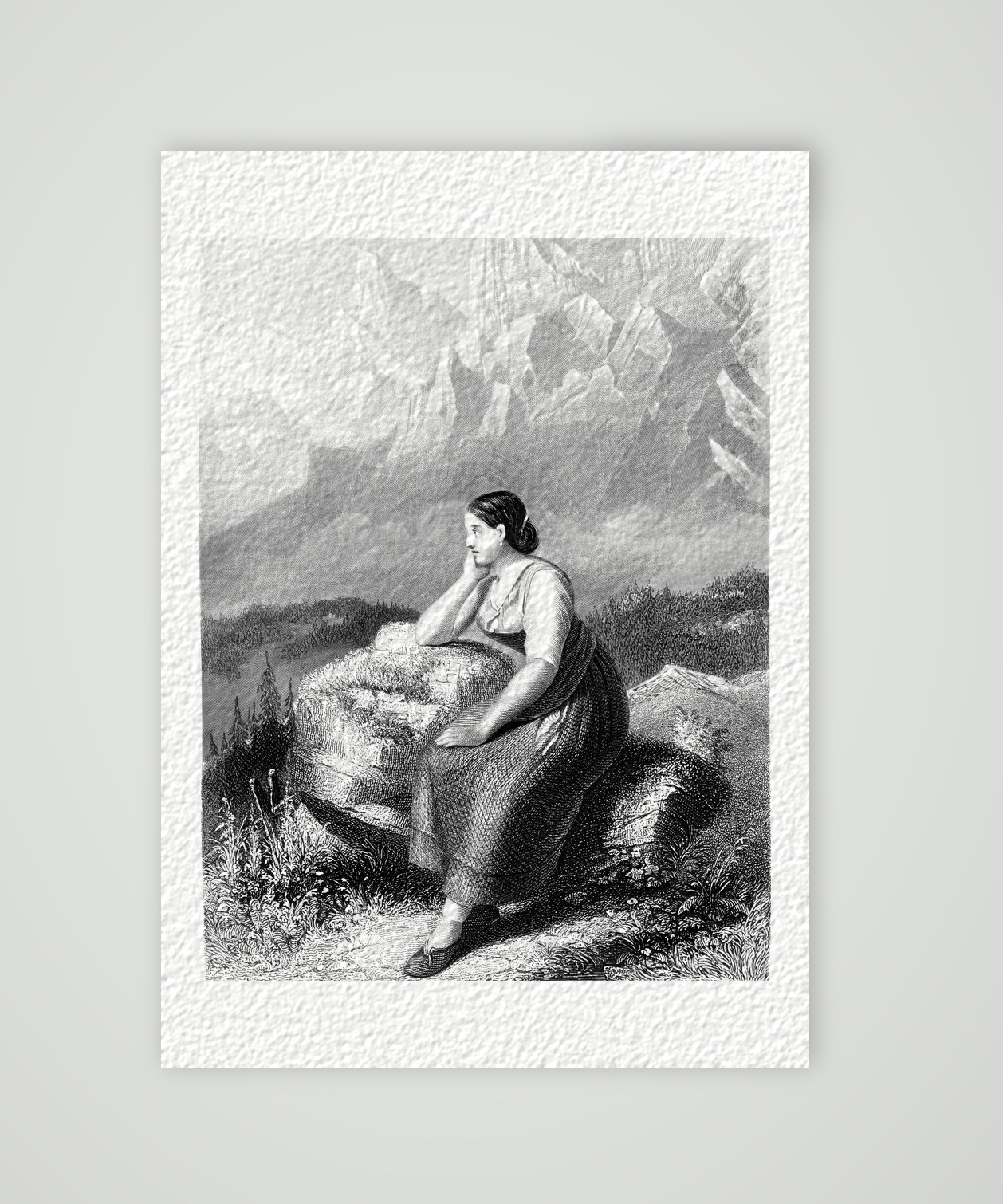 Ahnung (Pressentiment) – Stahlstich, Kunstdruck auf Hahnemühle-Büttenpapier