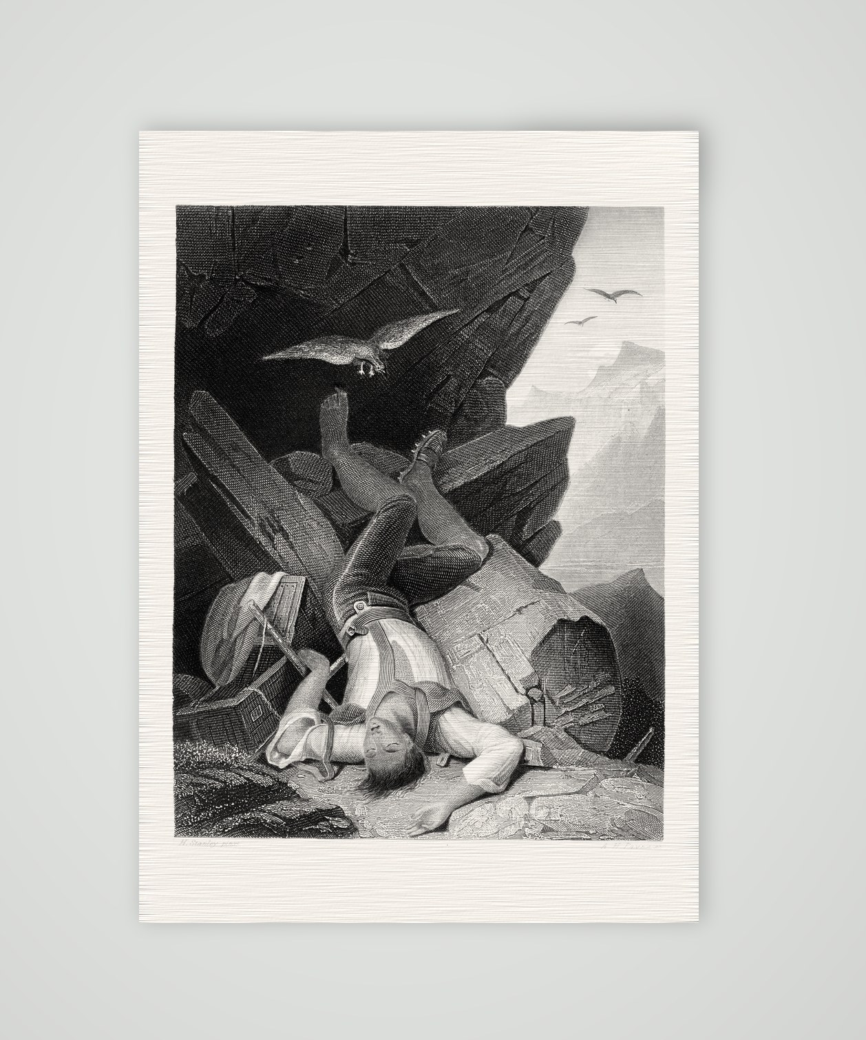 Der Verlorene (Le Malheureux) – Stahlstich, Kunstdruck auf Leinenpapier