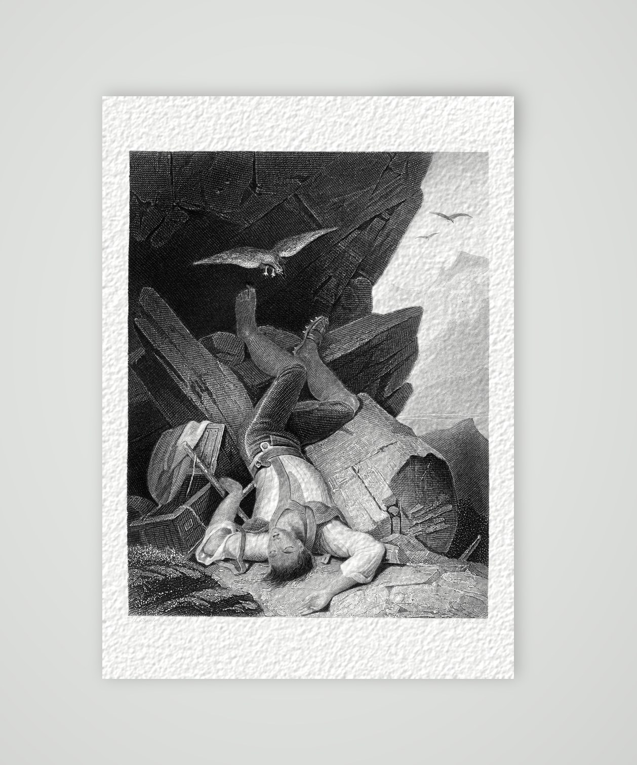 Der Verlorene (Le Malheureux) – Stahlstich, Kunstdruck auf Hahnemühle-Büttenpapier