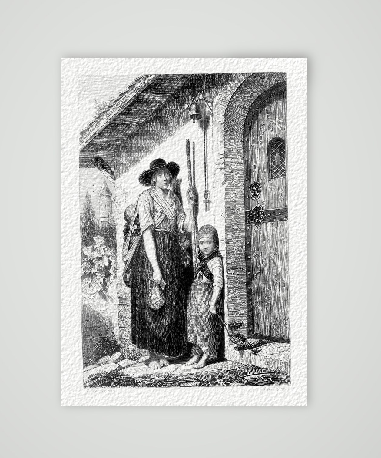Das Asyl – Stahlstich, Kunstdruck auf Hahnemühle-Büttenpapier
