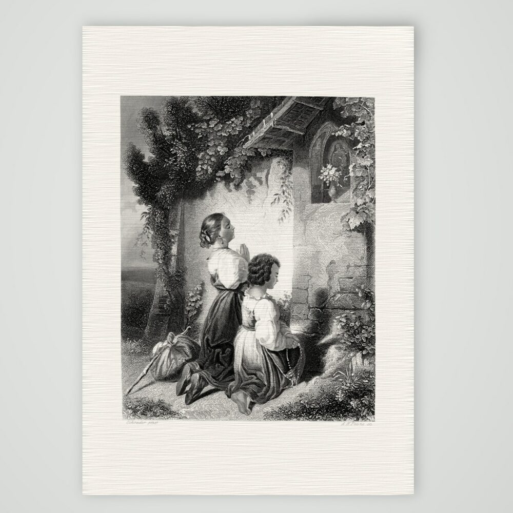 Die Pilgerfahrt (Le Pèlerinage) – Stahlstich, Kunstdruck auf Leinenpapier