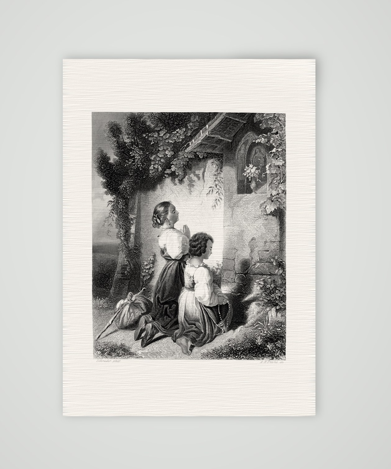 Die Pilgerfahrt (Le Pèlerinage) – Stahlstich, Kunstdruck auf Leinenpapier