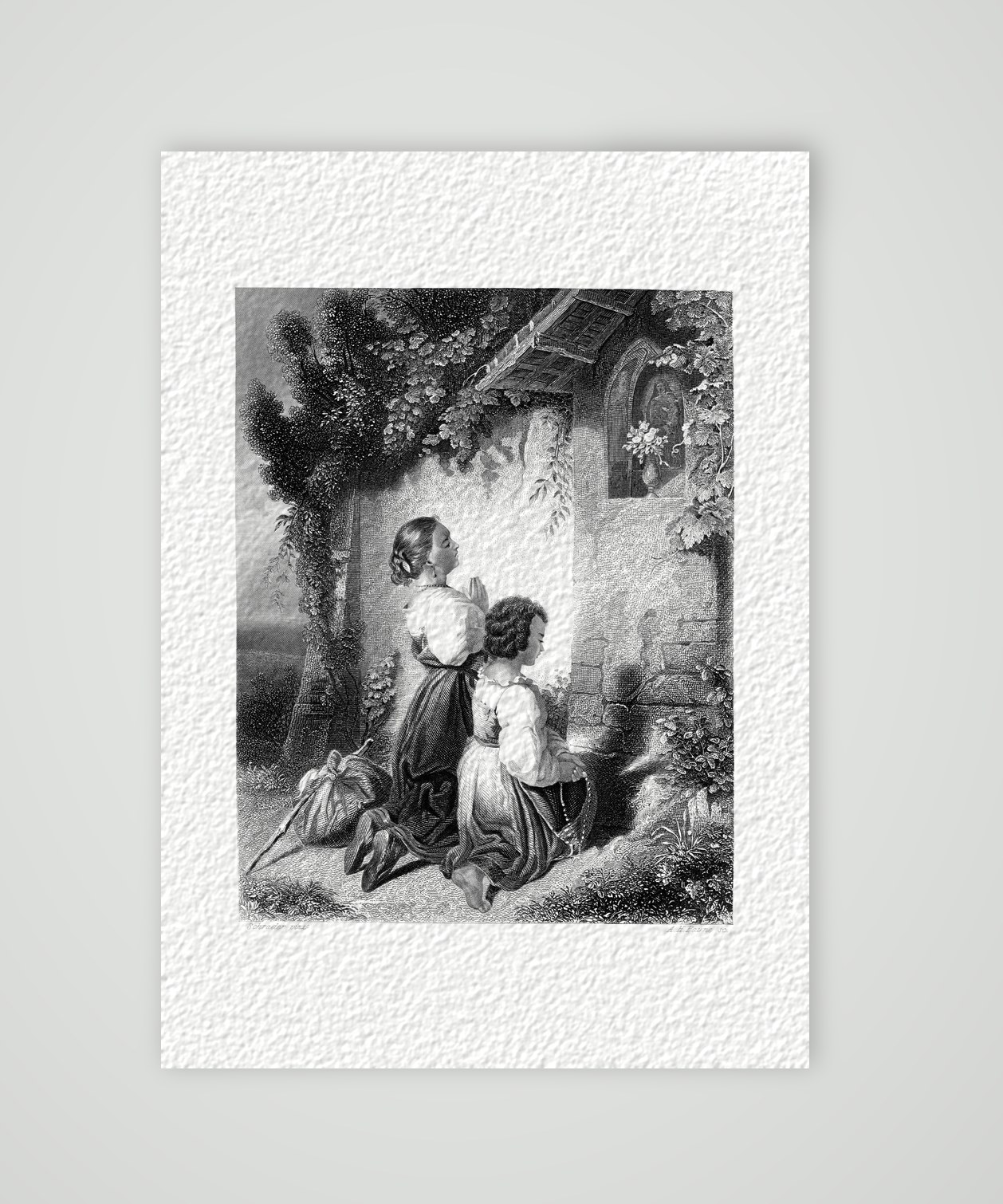 Die Pilgerfahrt (Le Pèlerinage) – Stahlstich, Kunstdruck auf Hahnemühle-Büttenpapier