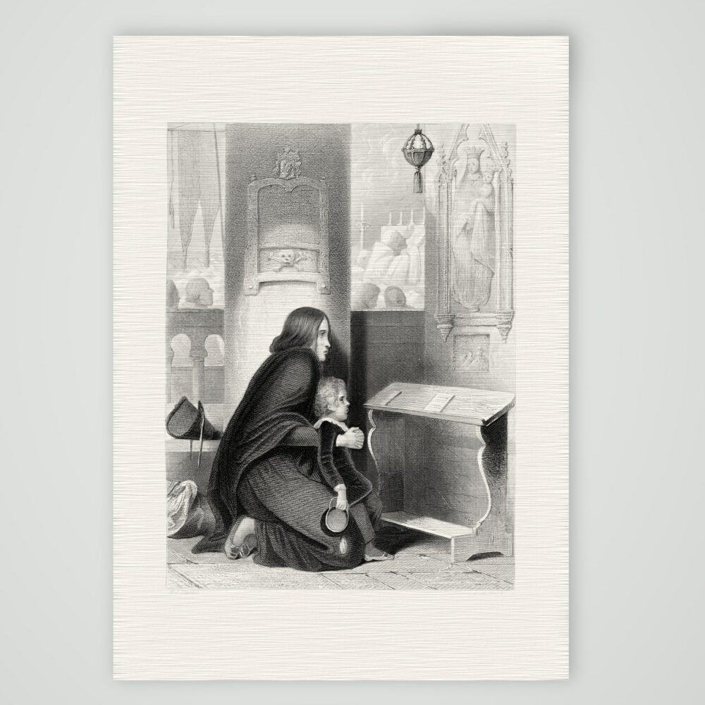 Die Witwe – Stahlstich, Kunstdruck auf Leinenpapier