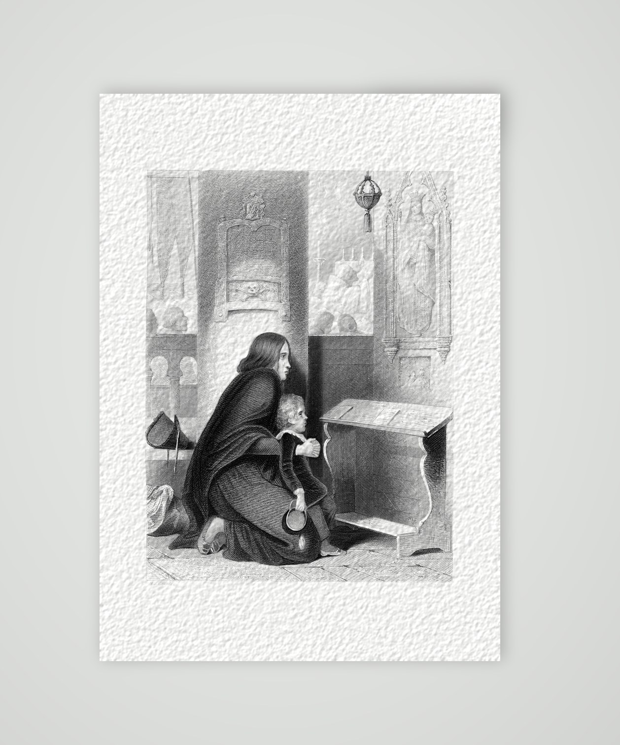 Die Witwe – Stahlstich, Kunstdruck auf Hahnemühle-Büttenpapier