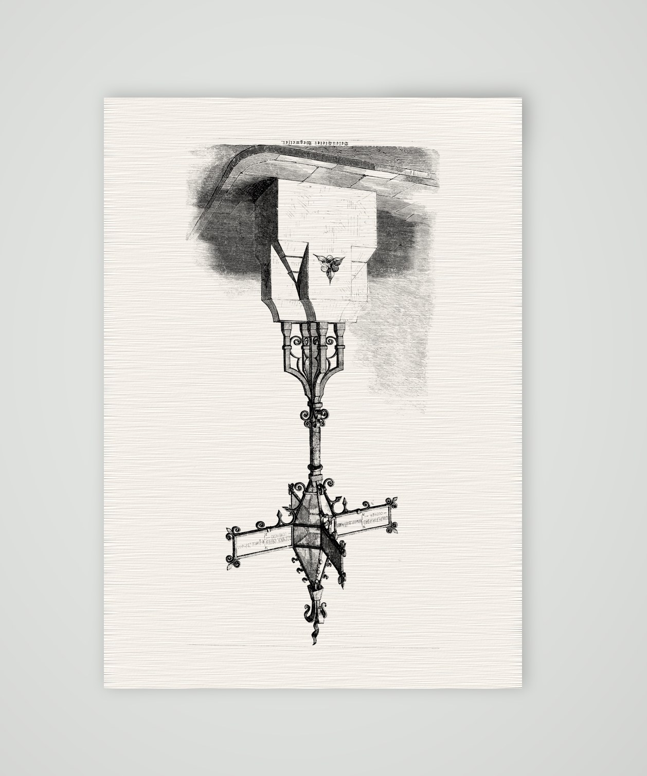 Beleuchteter Wegweiser – Schmiedeentwurf – Holzstich, Kunstdruck auf Leinenpapier
