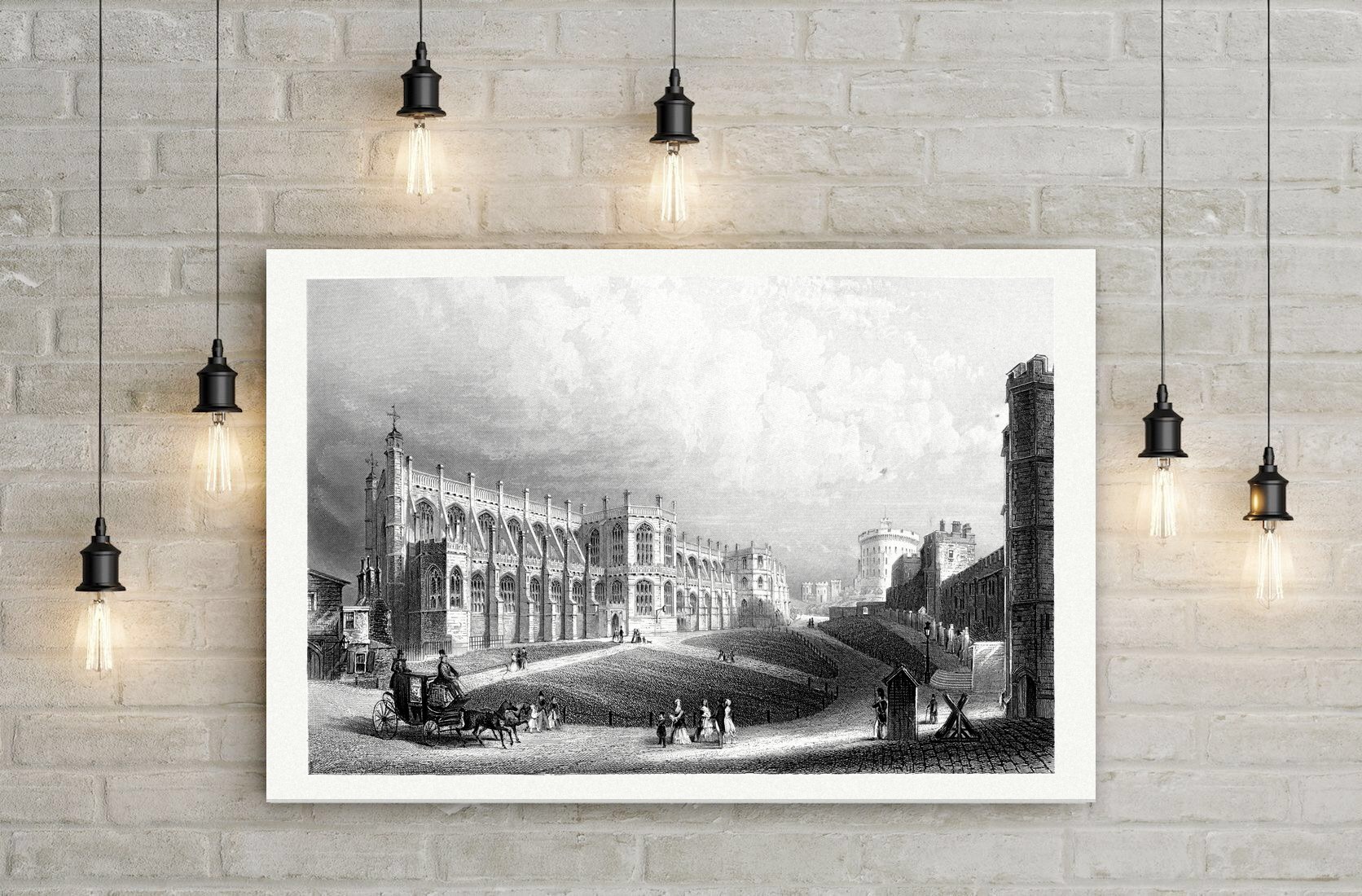 Windsor, St. George’s Chapel – Stahlstich, Leinwanddruck auf Holzkeilrahmen an der Wand