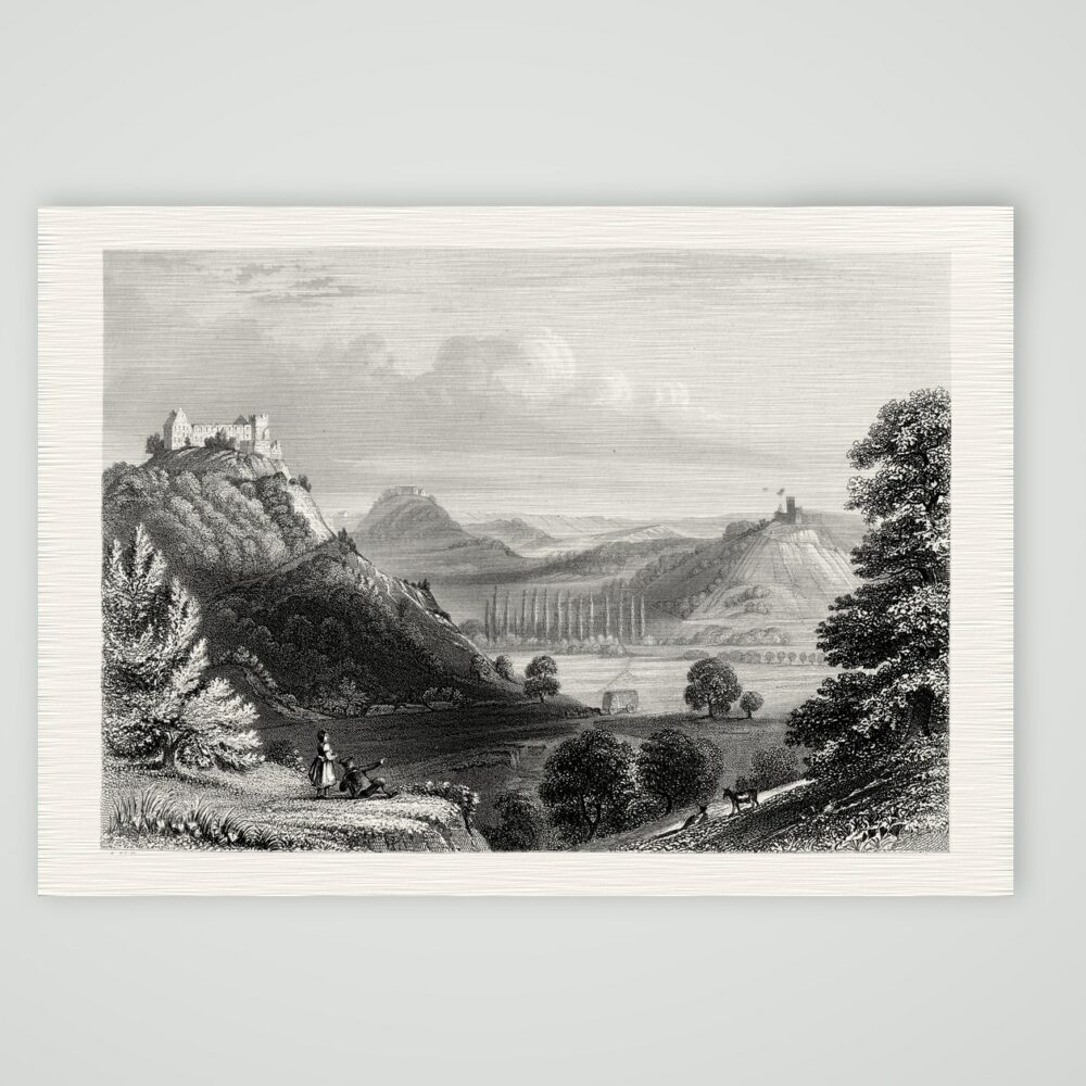 Die Drei Gleichen in Thüringen – Stahlstich, Kunstdruck auf Leinenpapier