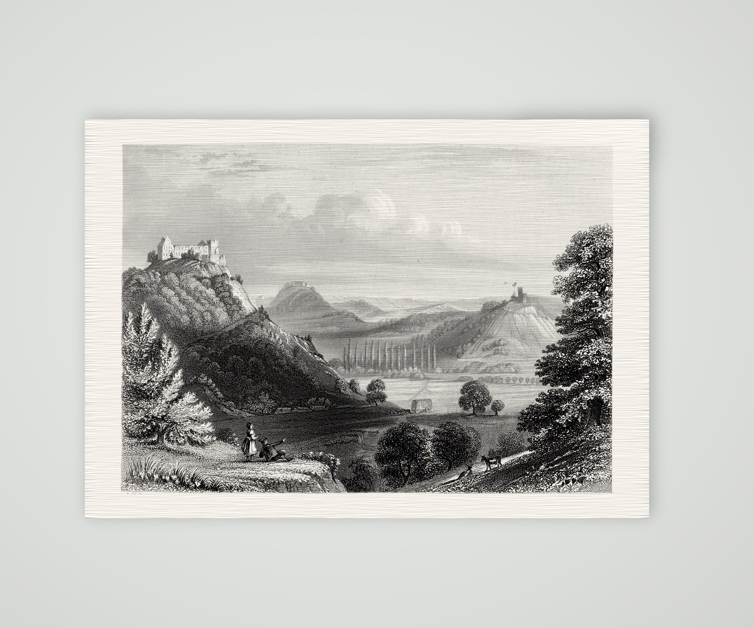 Die Drei Gleichen in Thüringen – Stahlstich, Kunstdruck auf Leinenpapier