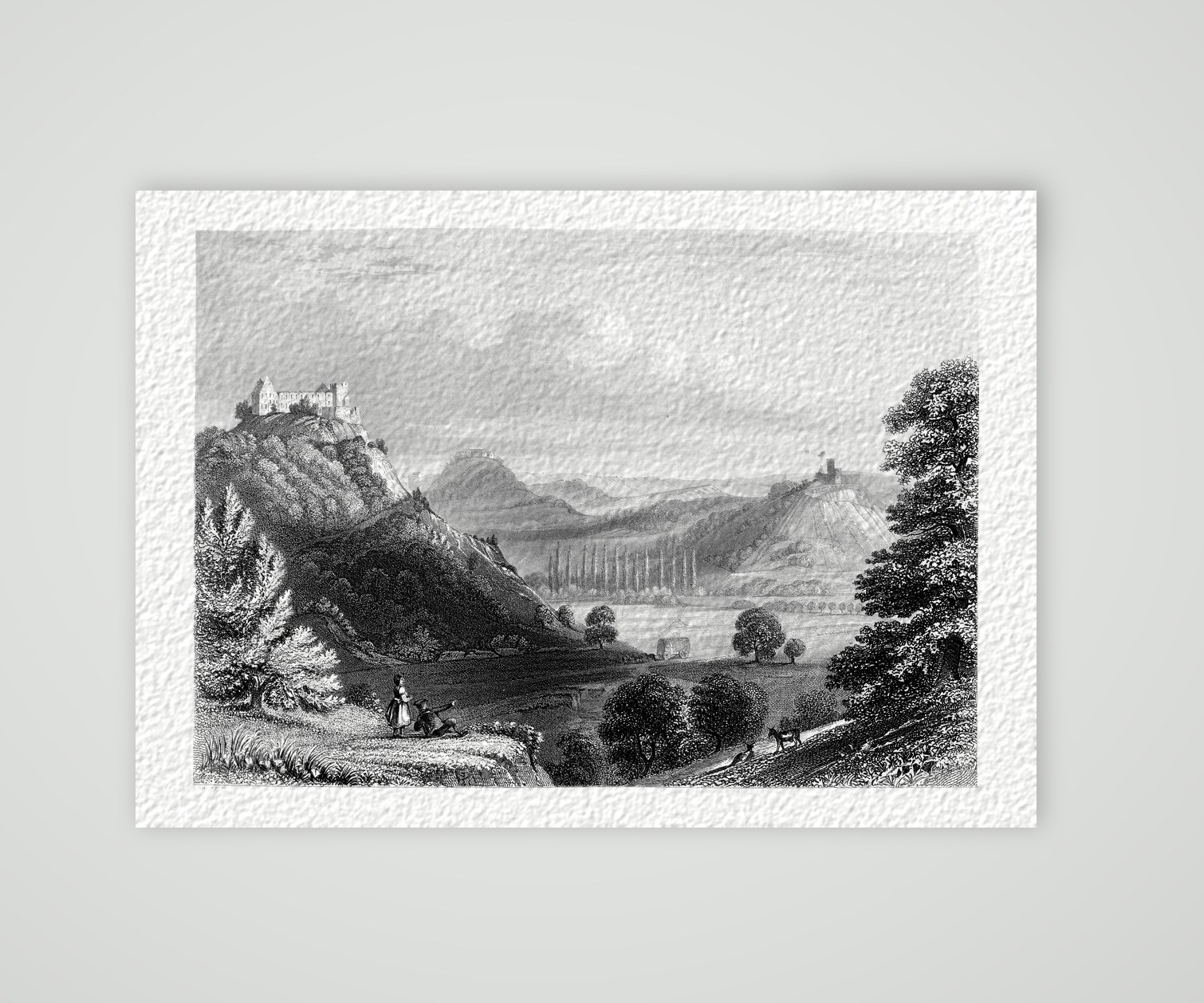 Die Drei Gleichen in Thüringen – Stahlstich, Kunstdruck auf Hahnemühle-Büttenpapier