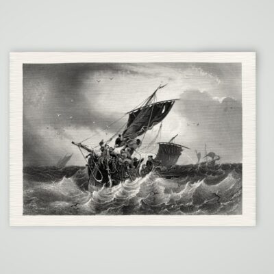 Schellfischfang – Stahlstich, Kunstdruck auf Leinenpapier