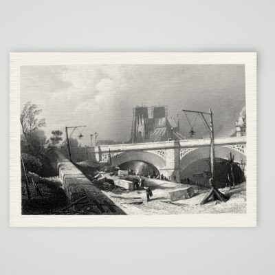 Paris, Notre-Dame vom Pont Neuf – Stahlstich, Kunstdruck auf Leinenpapier