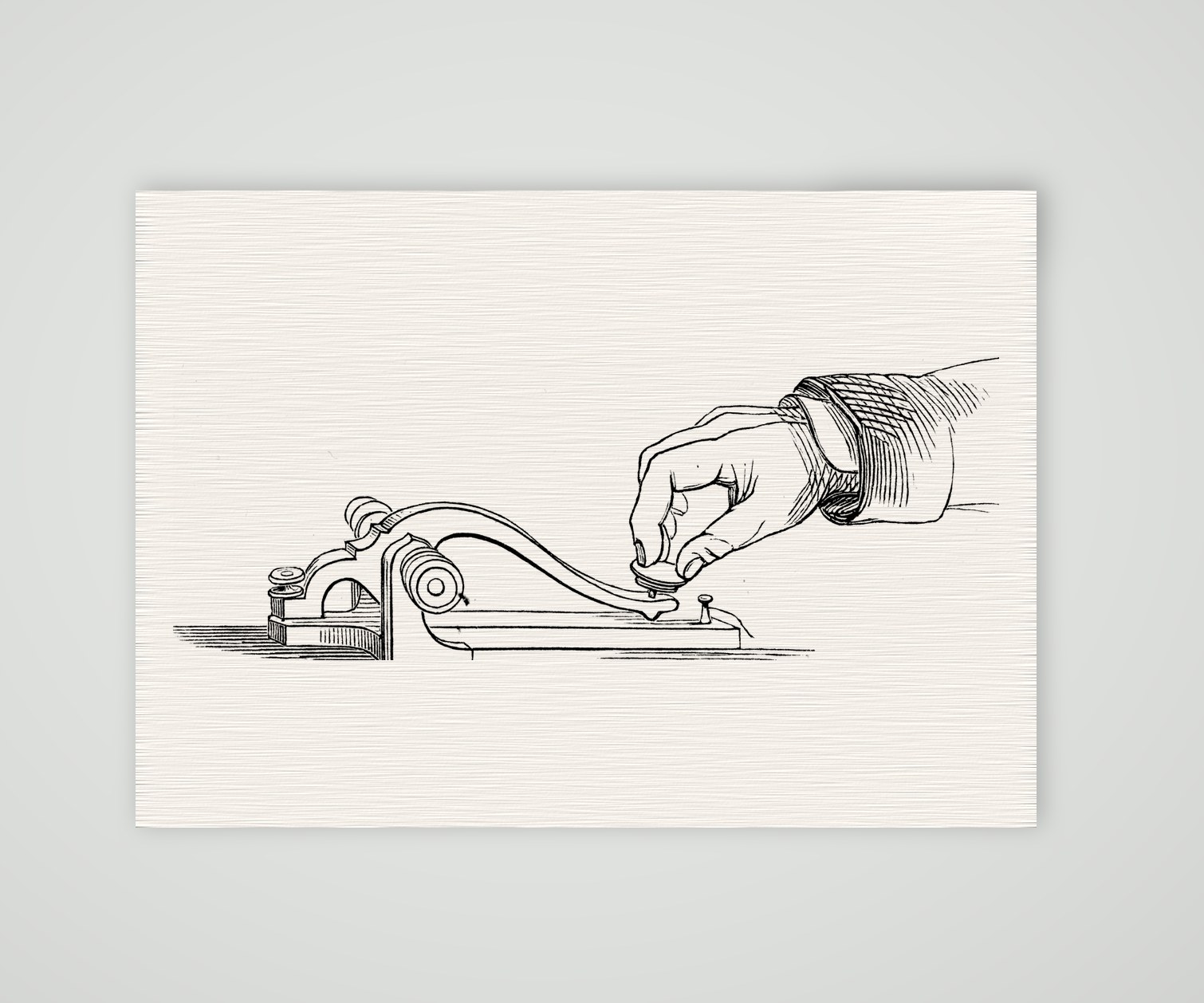 Magnetischer Telegraf – die Taste – Holzstich, Kunstdruck auf Leinenpapier