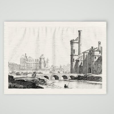 Paris, Tour de Nesle und Louvre unter Ludwig XIII. – Kupferstich, Kunstdruck auf Leinenpapier