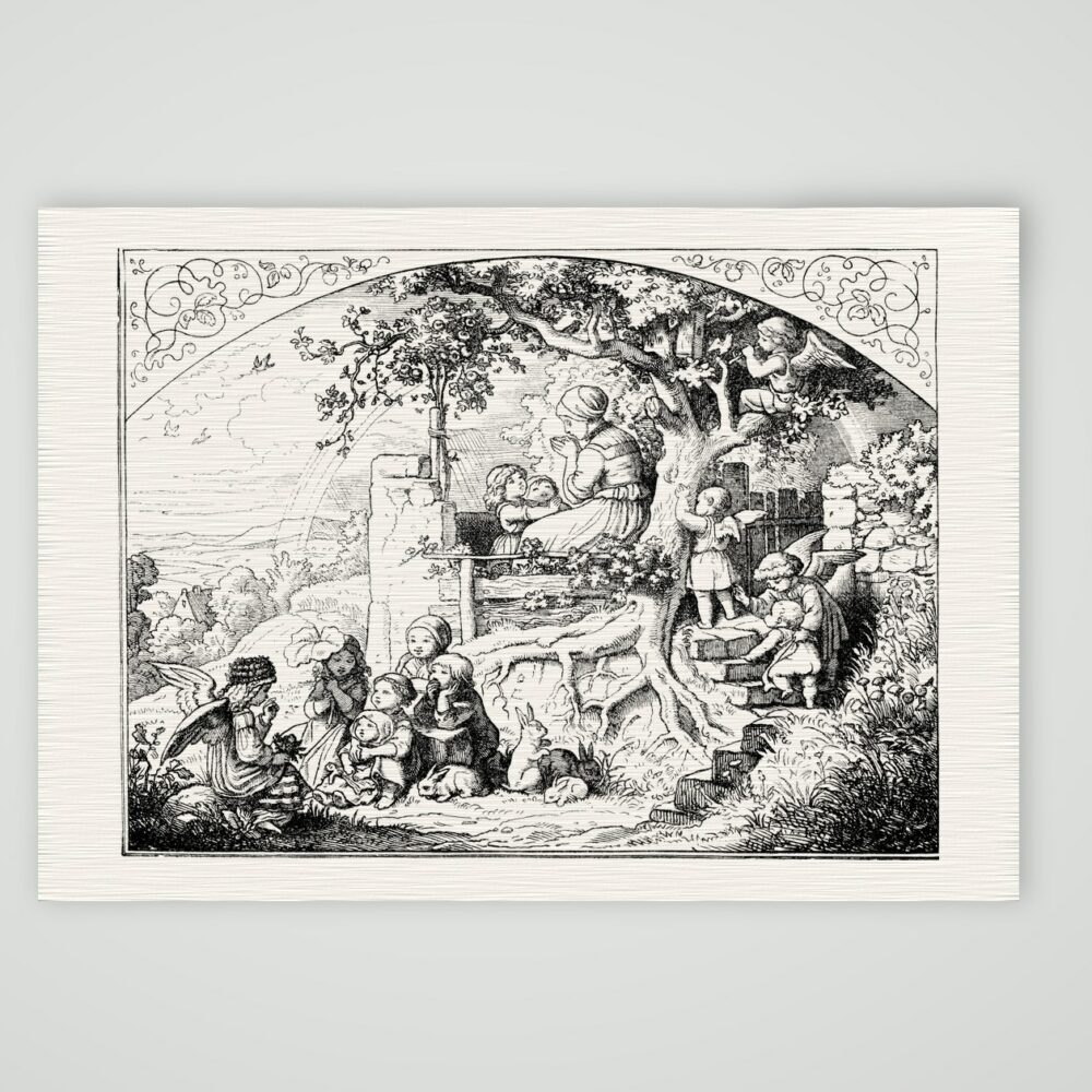 „Dein Reich komme!“ nach Ludwig Richter – Holzstich nach Ludwig Richter, Kunstdruck auf Leinenpapier