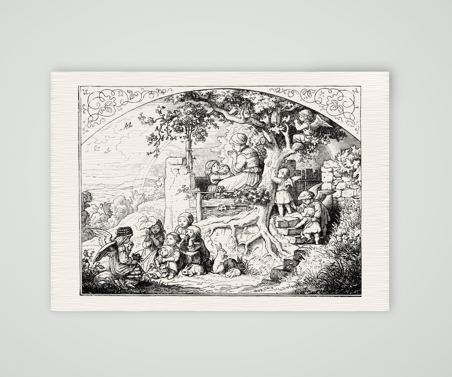 „Dein Reich komme!“ nach Ludwig Richter – Holzstich nach Ludwig Richter, Kunstdruck auf Leinenpapier