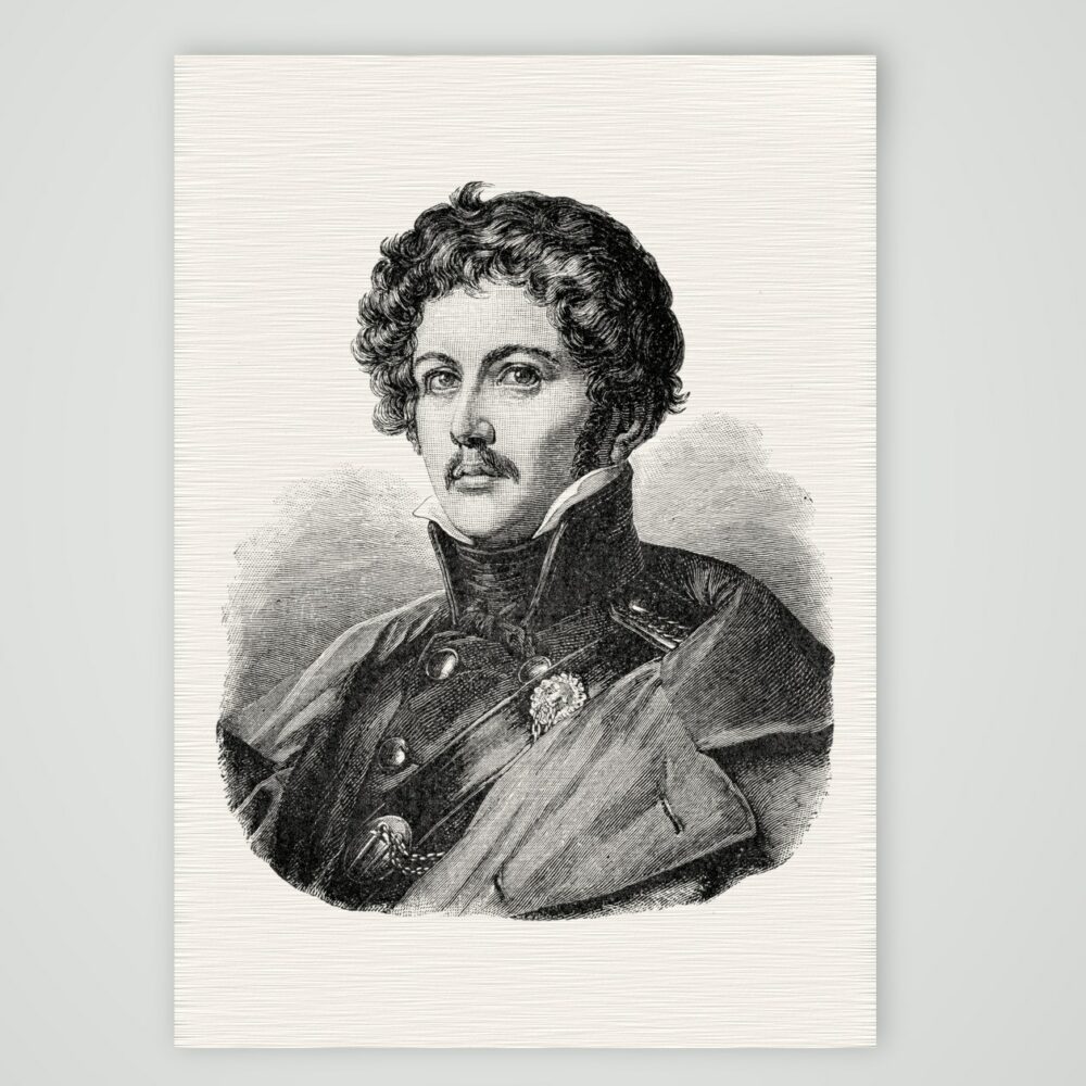 Theodor Körner, Dichter und Lützower Jäger – Holzstich, Kunstdruck auf Leinenpapier