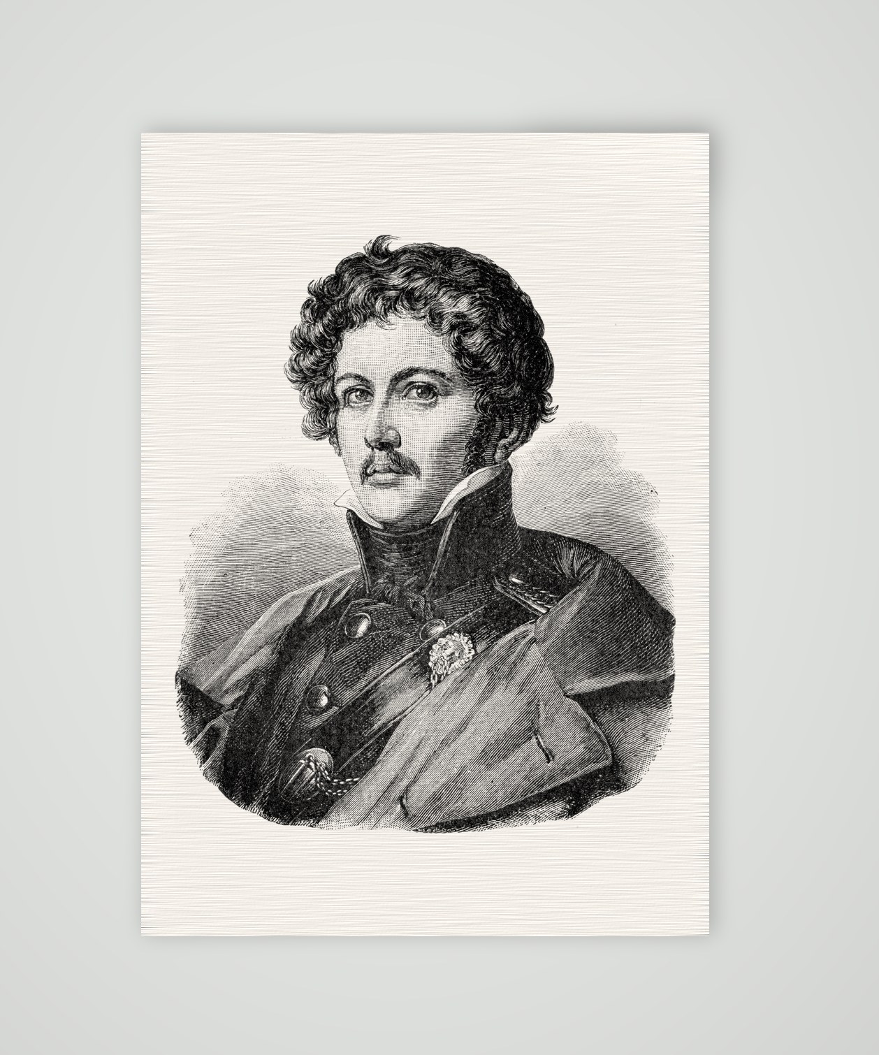 Theodor Körner, Dichter und Lützower Jäger – Holzstich, Kunstdruck auf Leinenpapier