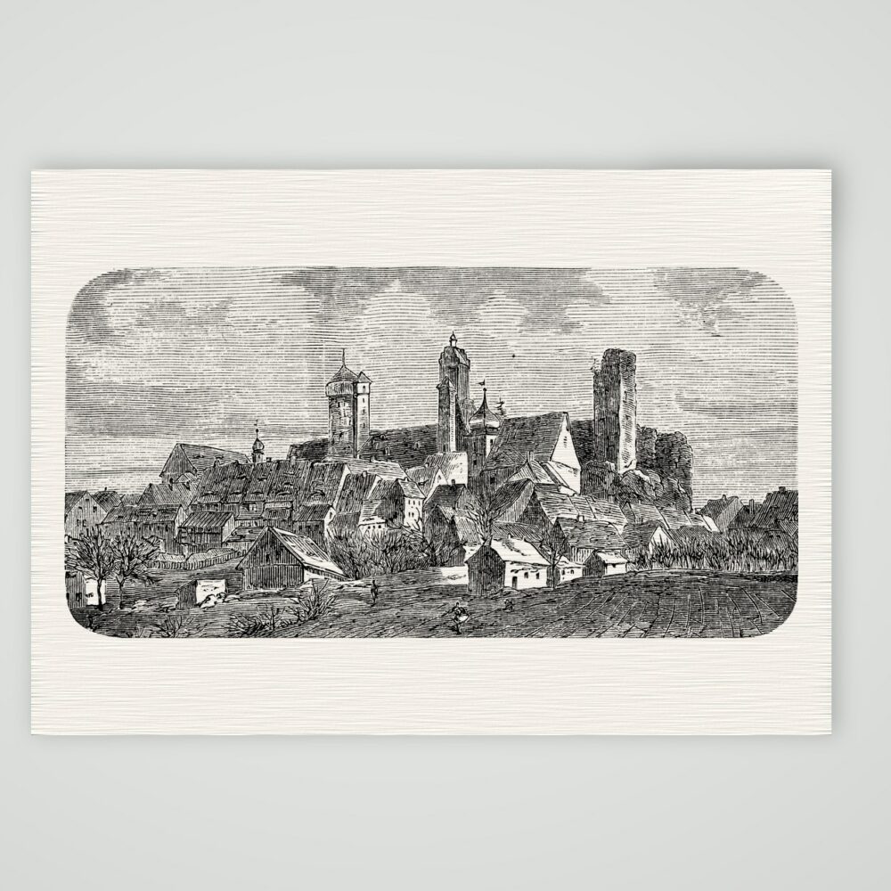 Stolpen, Schloss und Stadt – Holzstich, Kunstdruck auf Leinenpapier