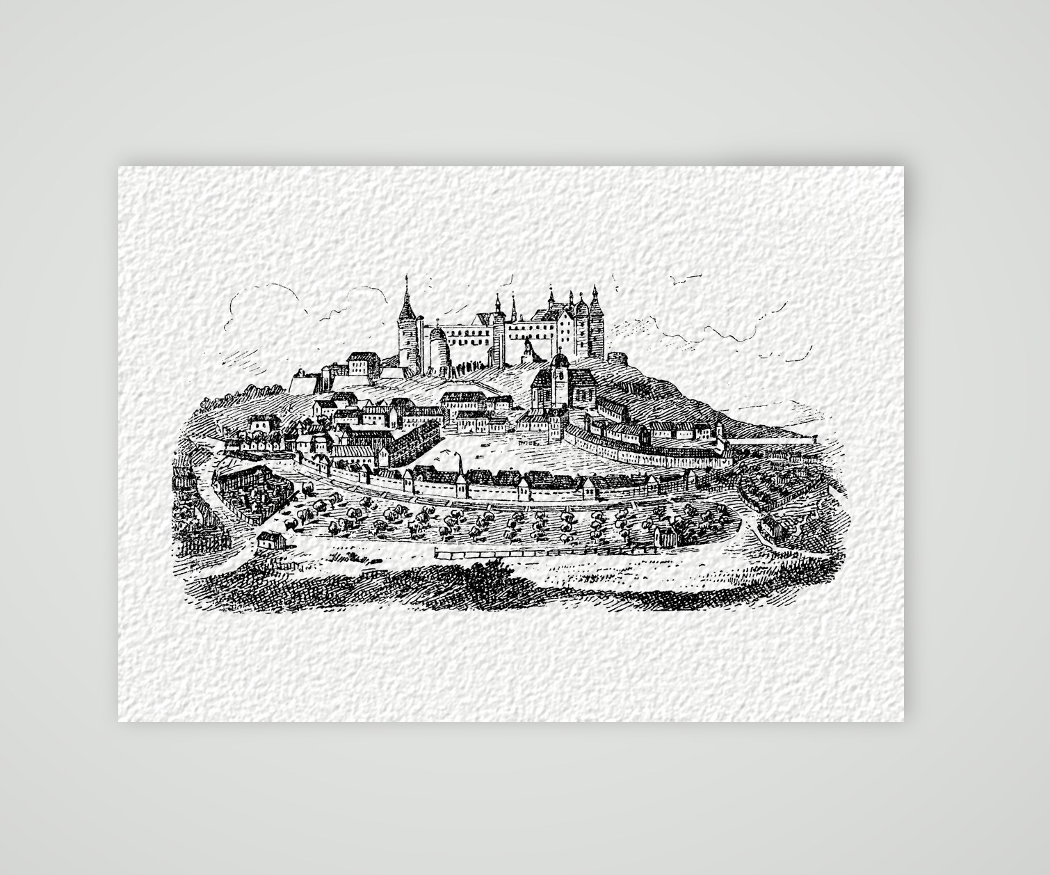 Schloss Stolpen im Jahre 1758 – Holzstich, Kunstdruck auf Hahnemühle-Büttenpapier