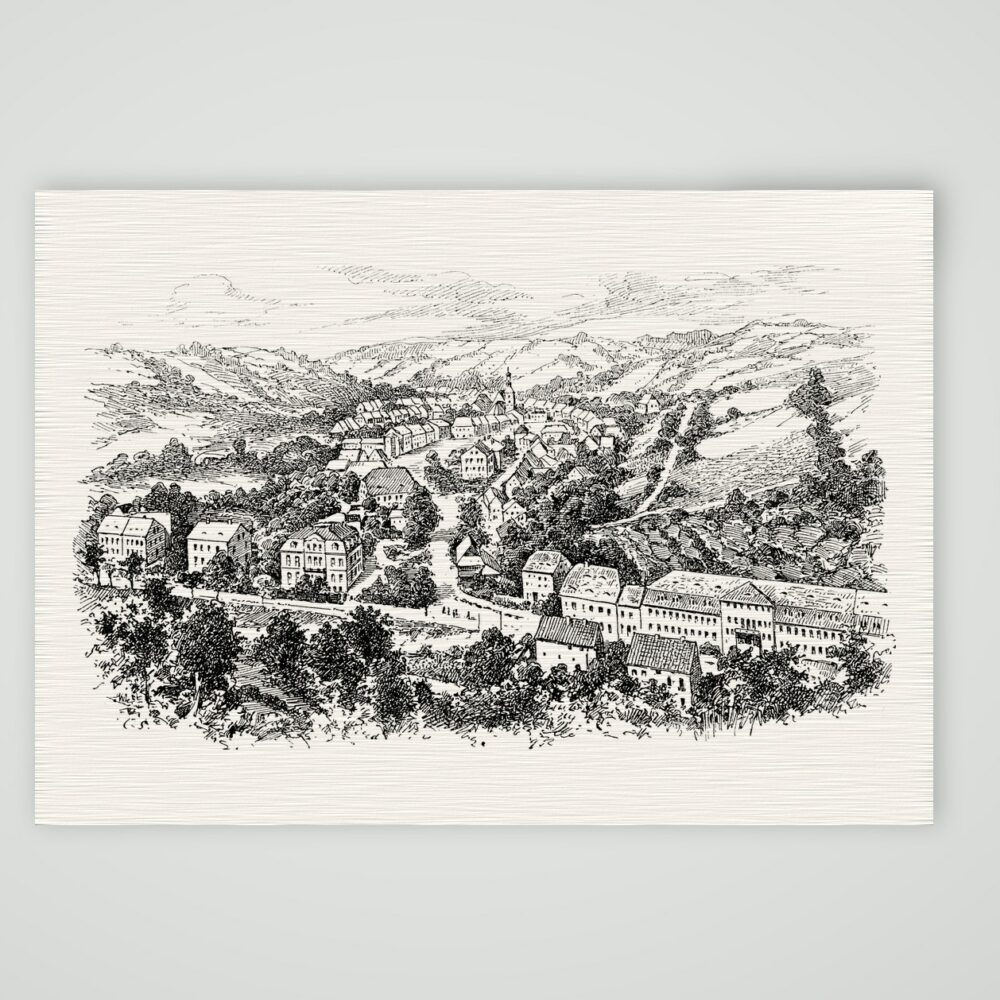 Glashütte im Müglitztal – Holzstich, Kunstdruck auf Leinenpapier