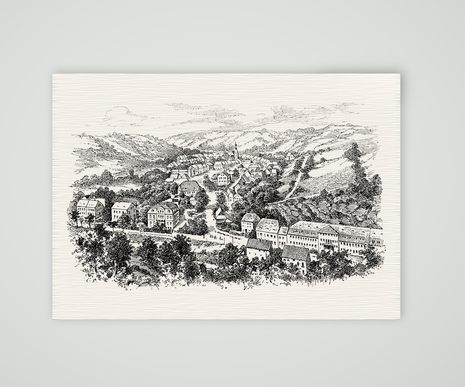 Glashütte im Müglitztal – Holzstich, Kunstdruck auf Leinenpapier