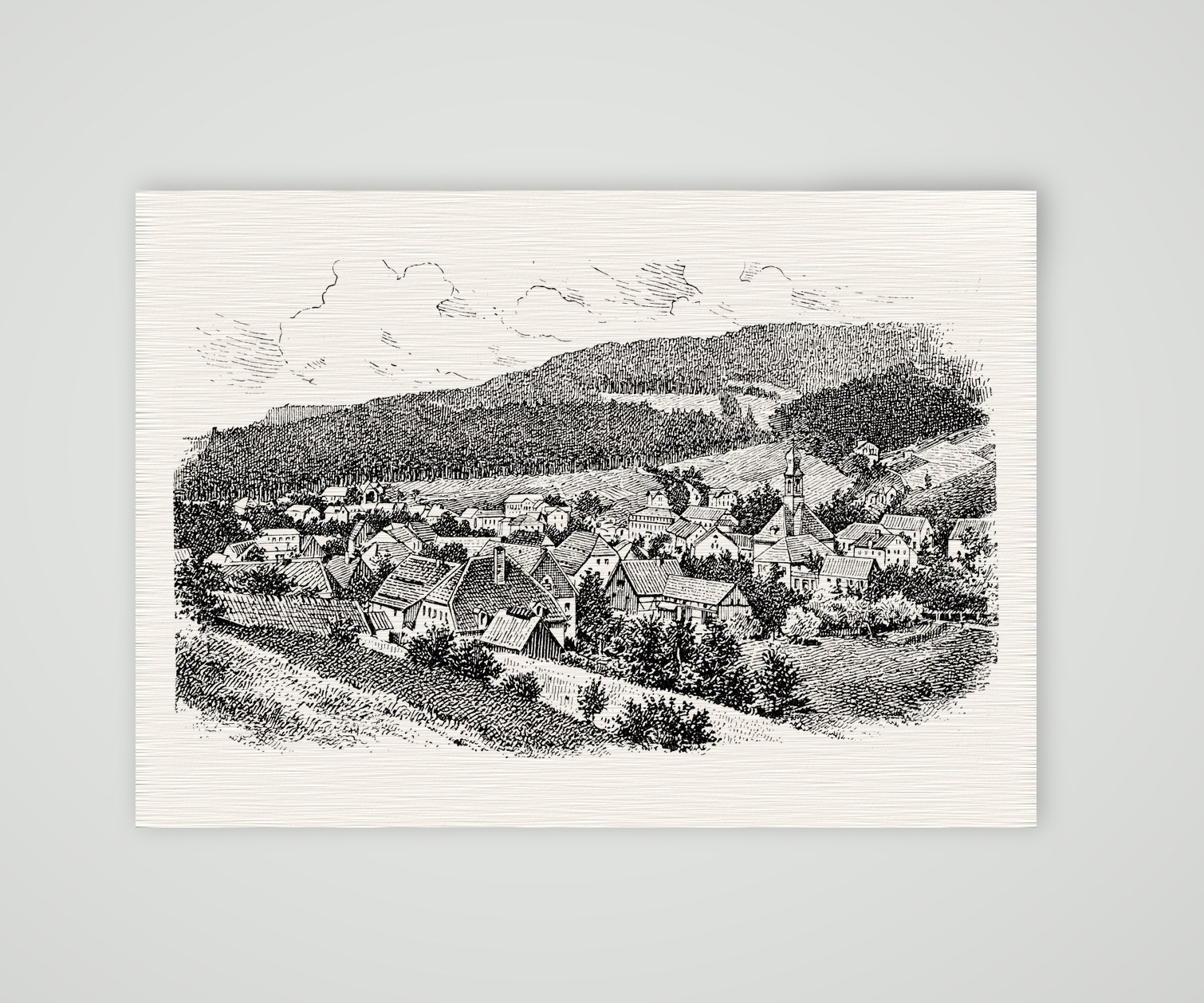 Schmiedeberg im Osterzgebirge – Holzstich, Kunstdruck auf Leinenpapier