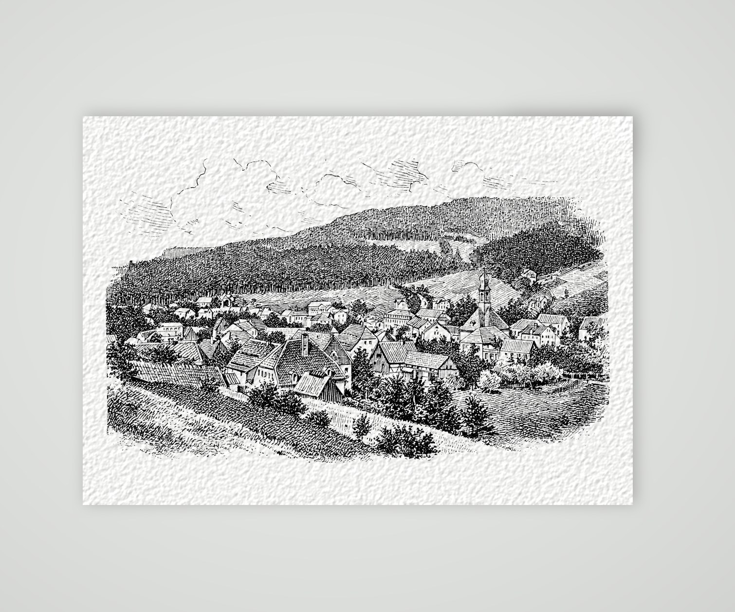Schmiedeberg im Osterzgebirge – Holzstich, Kunstdruck auf Hahnemühle-Büttenpapier