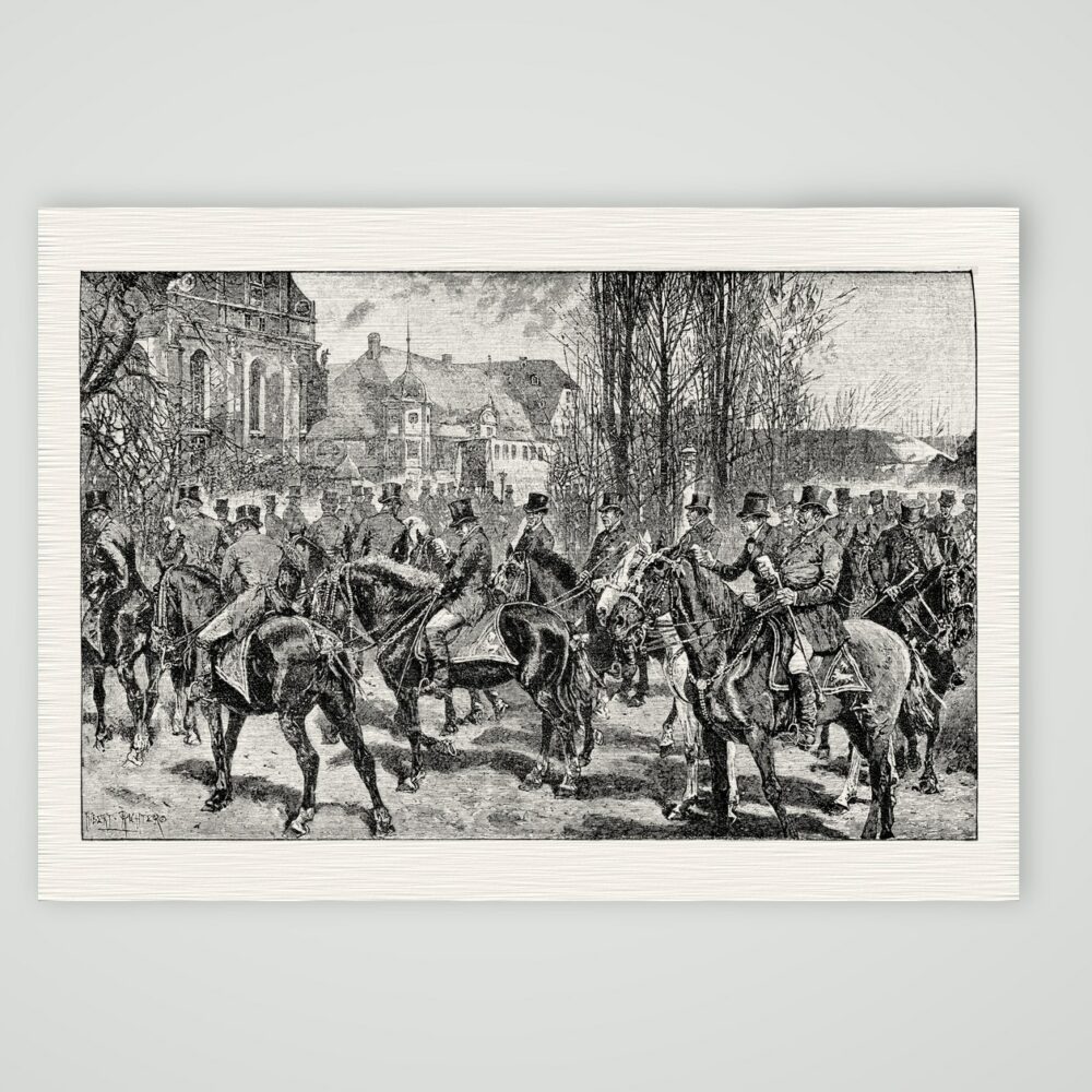 Das Osterreiten zu Kloster Marienstern – Holzstich, Kunstdruck auf Leinenpapier