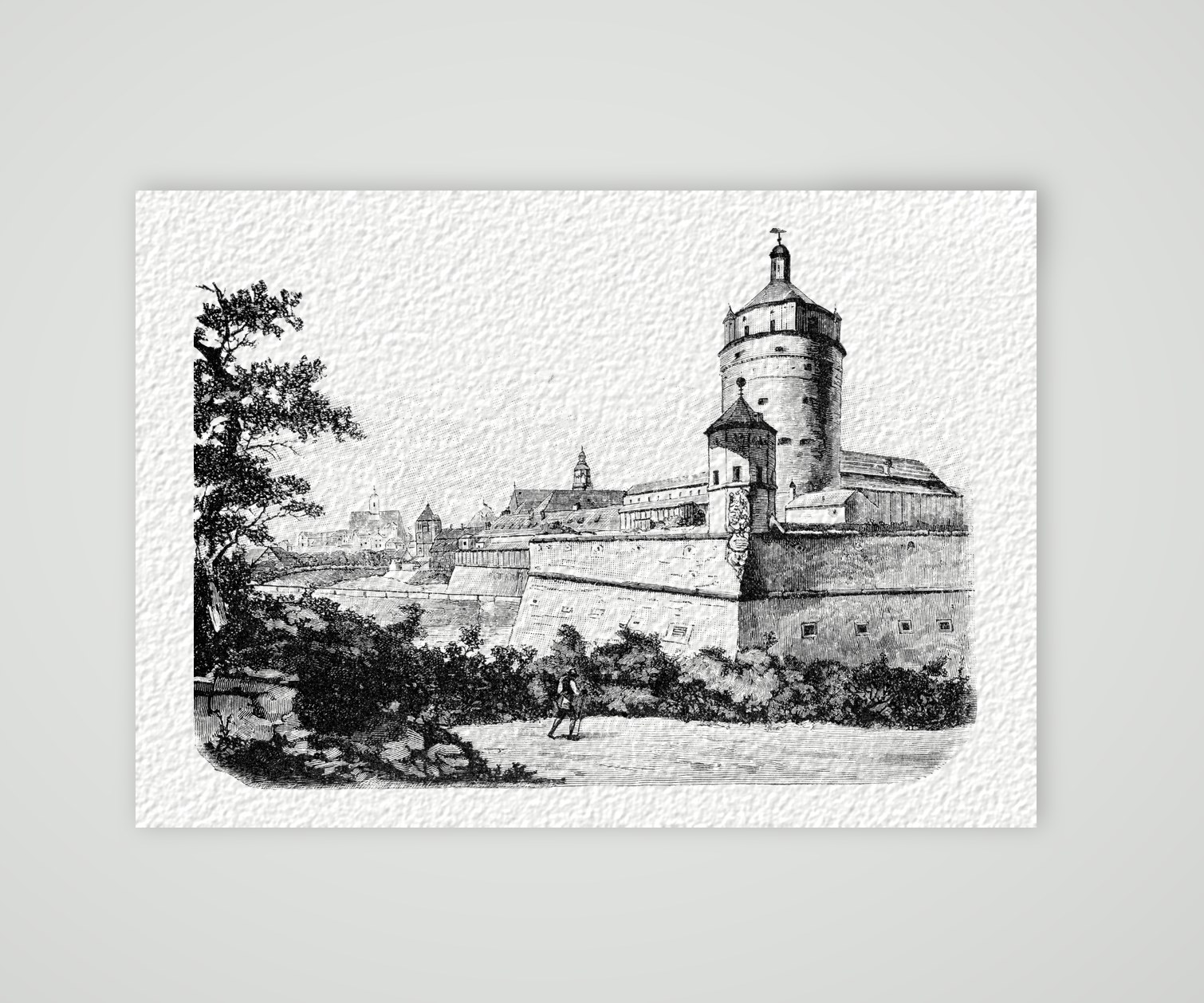 Leipzig, die Pleißenburg vor hundert Jahren – Holzstich, Kunstdruck auf Hahnemühle-Büttenpapier