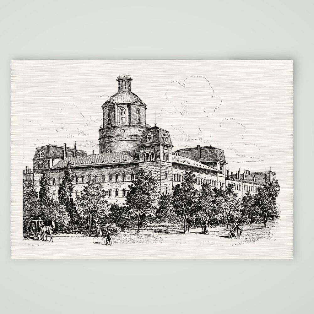 Leipzig, die Pleißenburg im späten 19. Jahrhundert – Holzstich, Kunstdruck auf Leinenpapier
