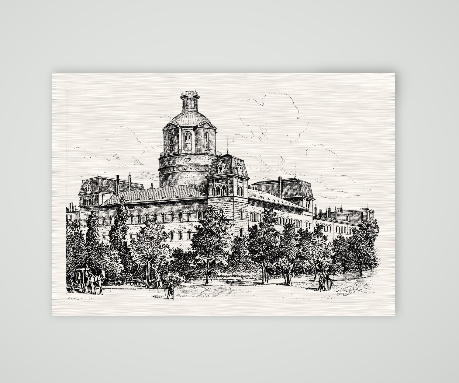 Leipzig, die Pleißenburg im späten 19. Jahrhundert – Holzstich, Kunstdruck auf Leinenpapier