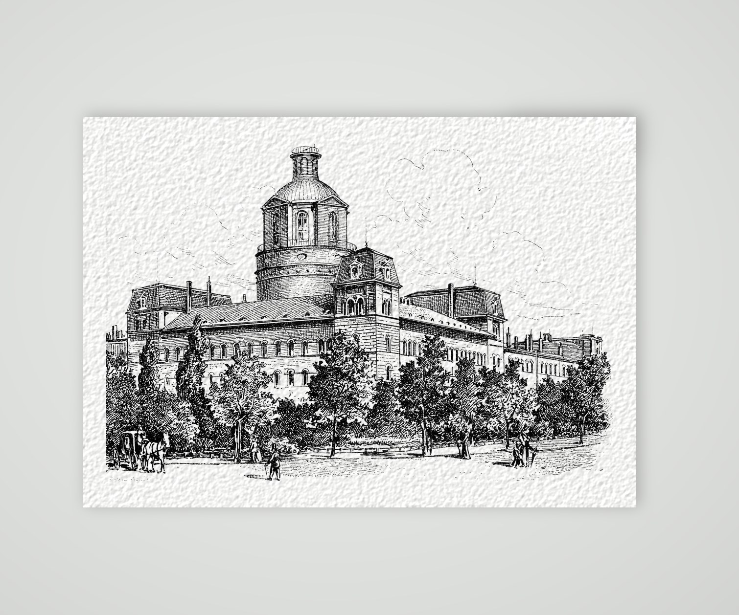 Leipzig, die Pleißenburg im späten 19. Jahrhundert – Holzstich, Kunstdruck auf Hahnemühle-Büttenpapier