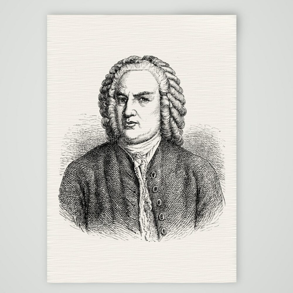 Johann Sebastian Bach – Holzstich, Kunstdruck auf Leinenpapier