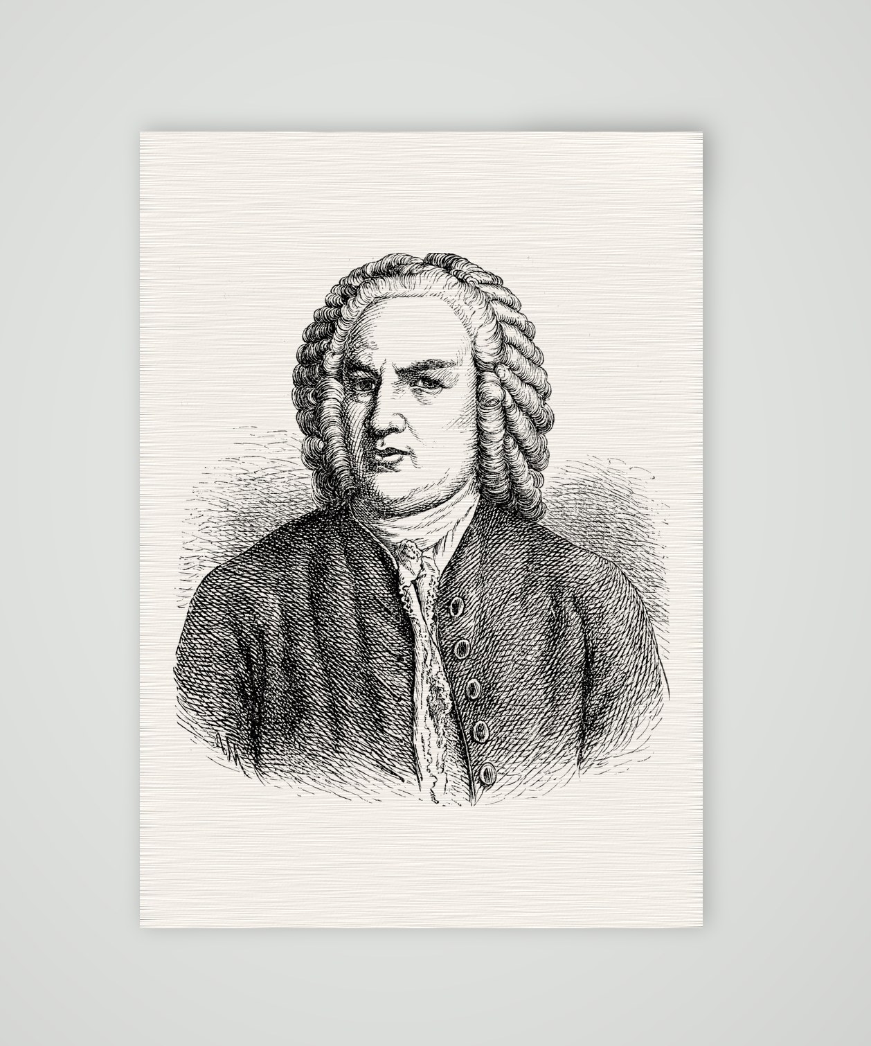 Johann Sebastian Bach – Holzstich, Kunstdruck auf Leinenpapier