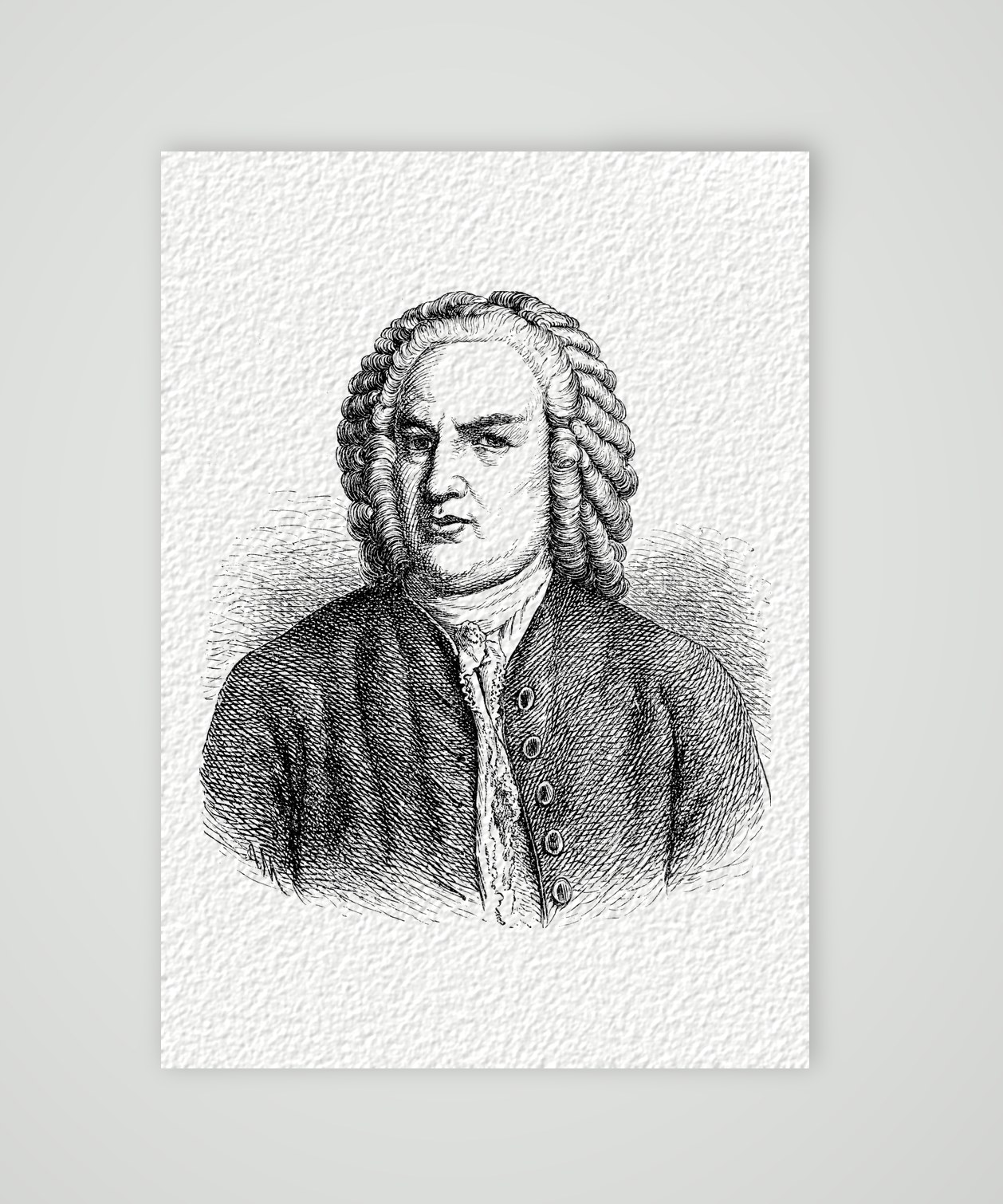 Johann Sebastian Bach – Holzstich, Kunstdruck auf Hahnemühle-Büttenpapier
