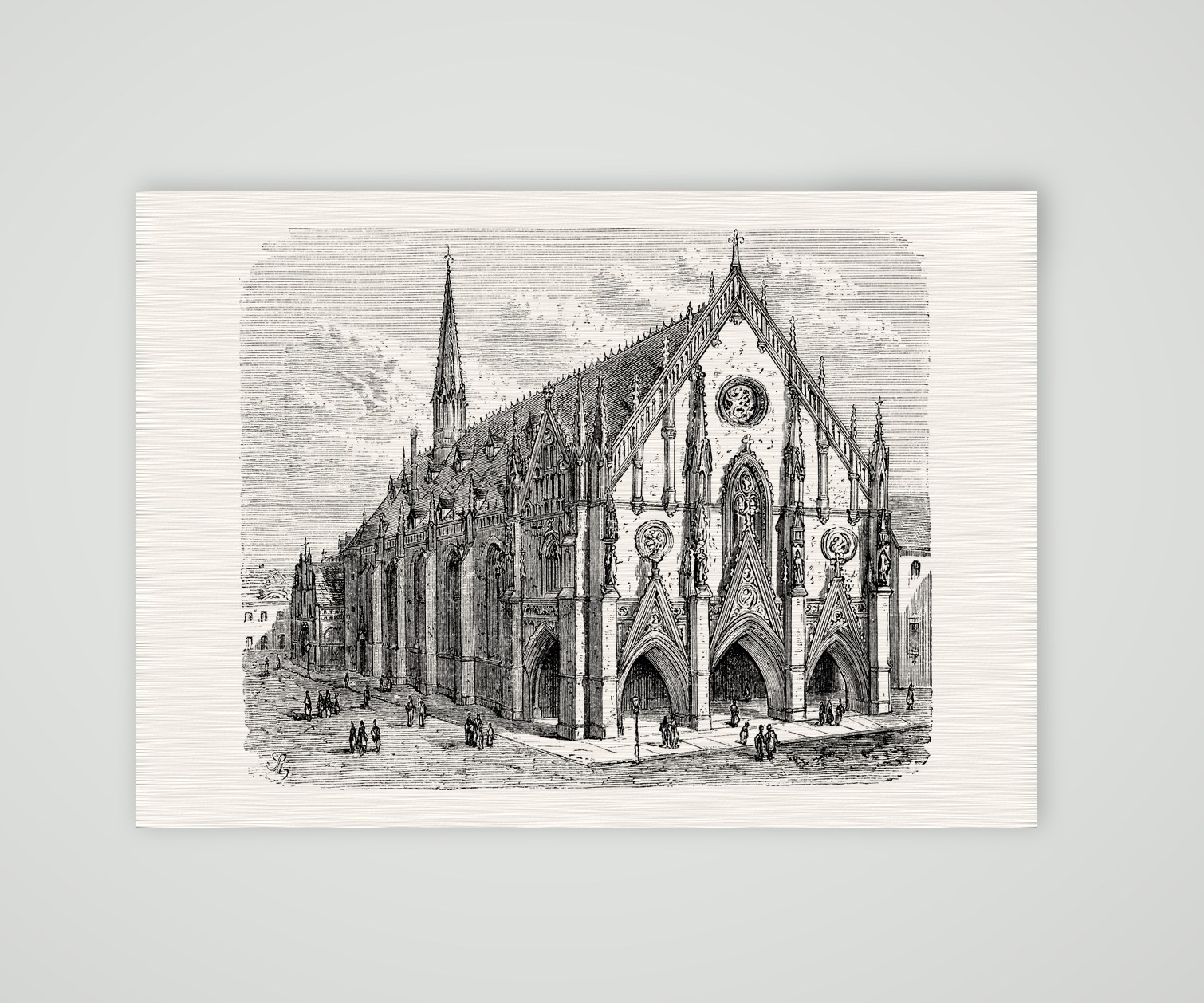 Chemnitz, die Jakobikirche – Holzstich, Kunstdruck auf Leinenpapier