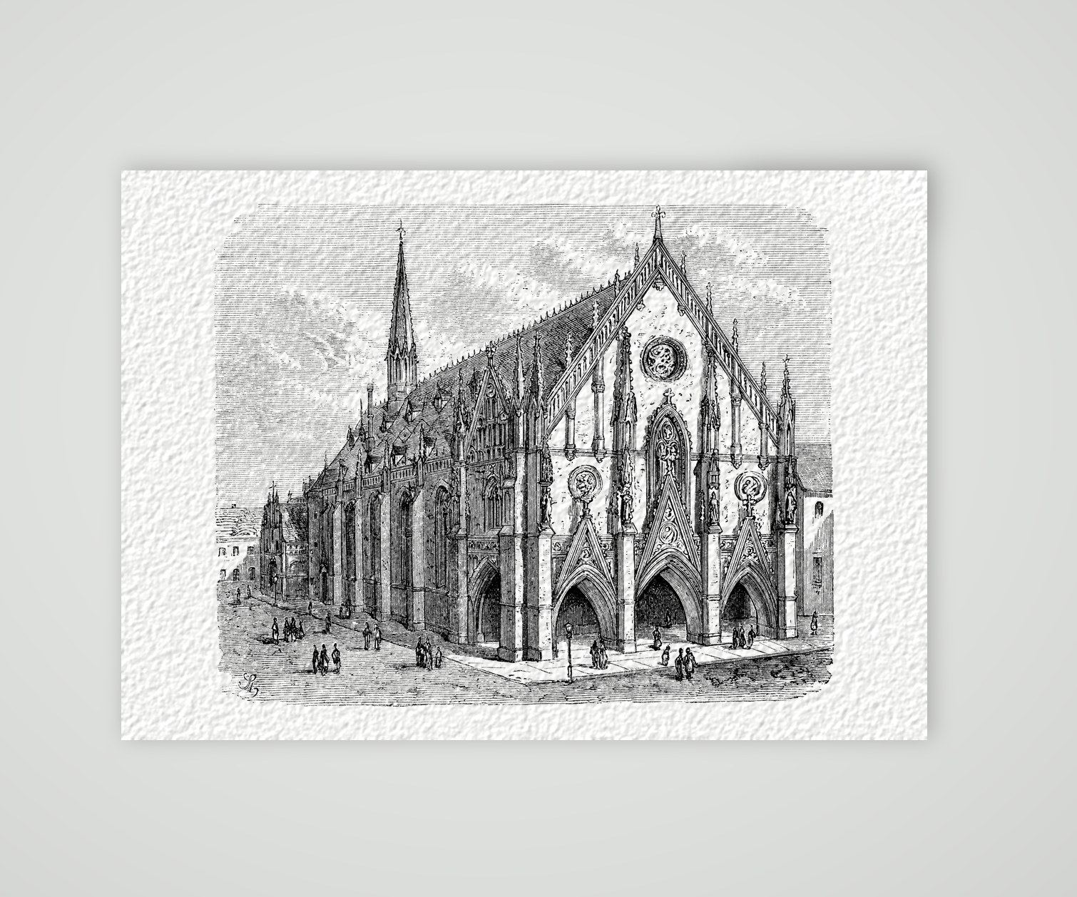 Chemnitz, die Jakobikirche – Holzstich, Kunstdruck auf Hahnemühle-Büttenpapier
