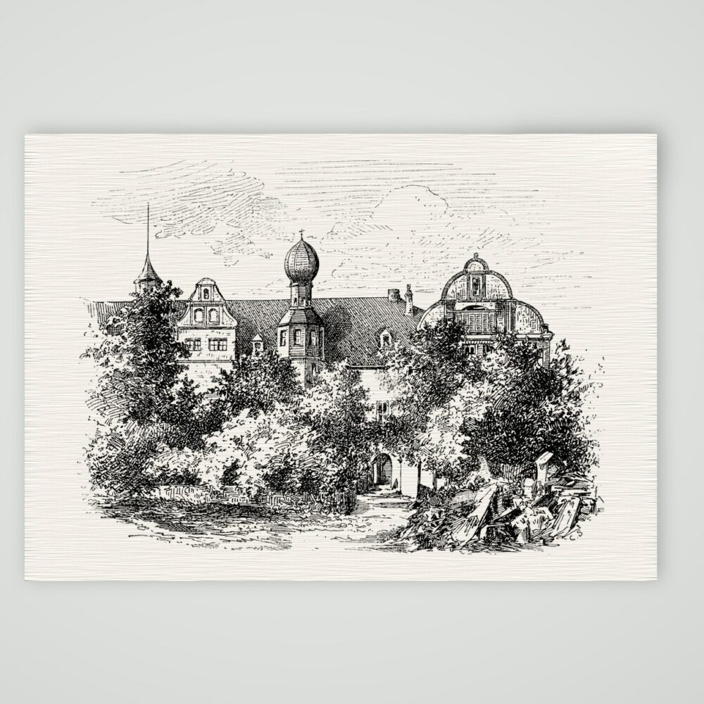 Glauchau, Schloss Hinterglauchau – Holzstich, Kunstdruck auf Leinenpapier