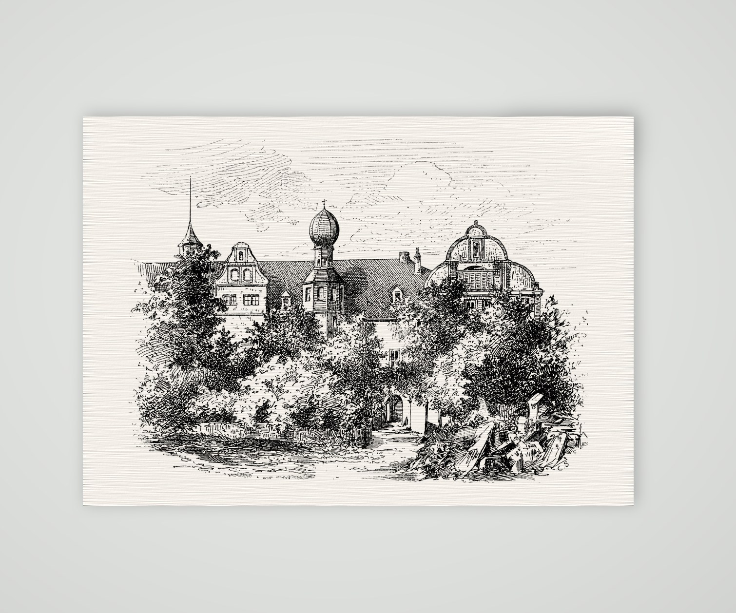 Glauchau, Schloss Hinterglauchau – Holzstich, Kunstdruck auf Leinenpapier