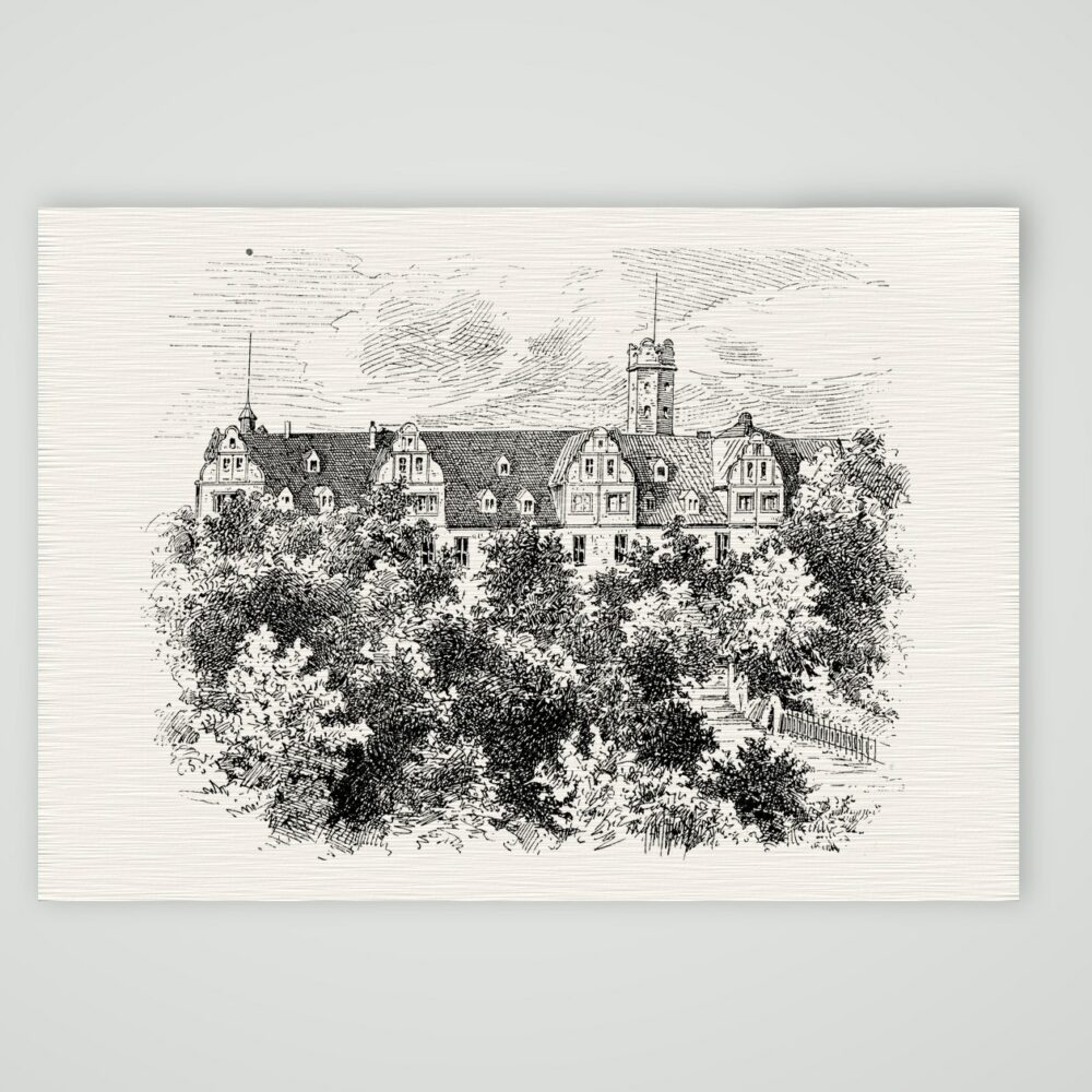 Glauchau, Schloss Forderglauchau – Holzstich, Kunstdruck auf Leinenpapier