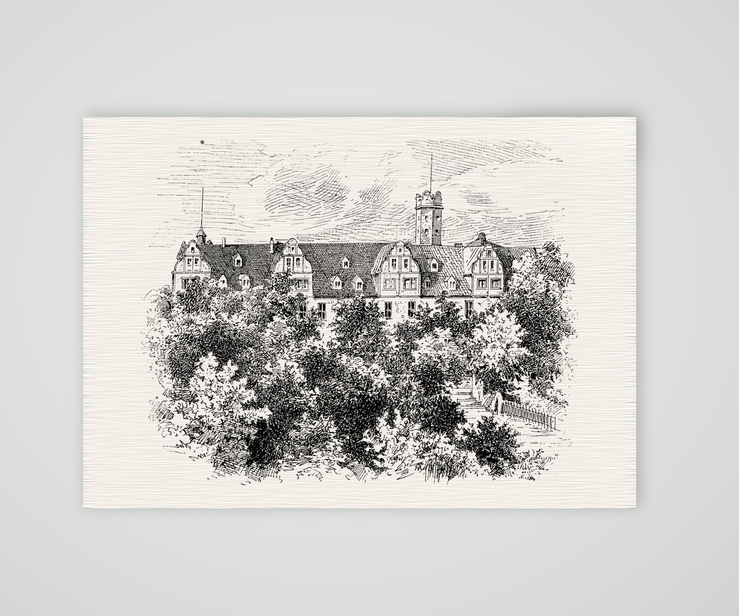 Glauchau, Schloss Forderglauchau – Holzstich, Kunstdruck auf Leinenpapier