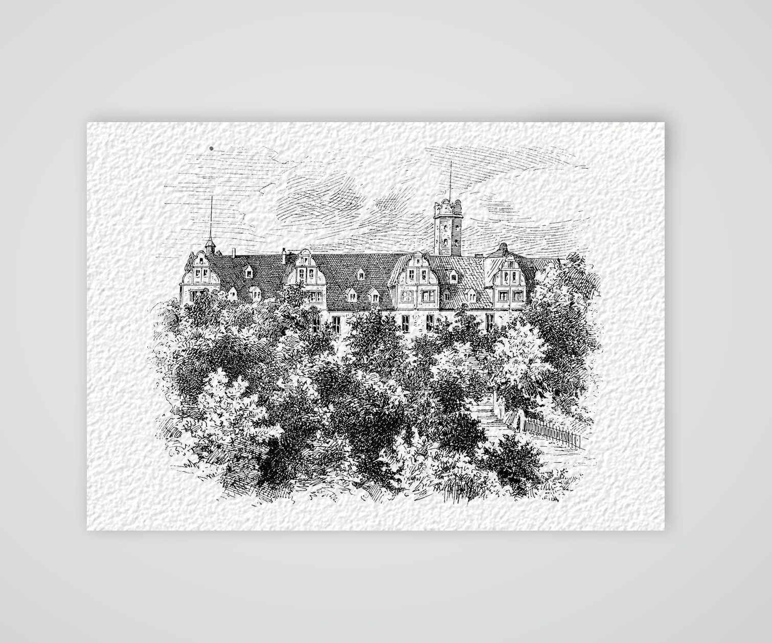 Glauchau, Schloss Forderglauchau – Holzstich, Kunstdruck auf Hahnemühle-Büttenpapier