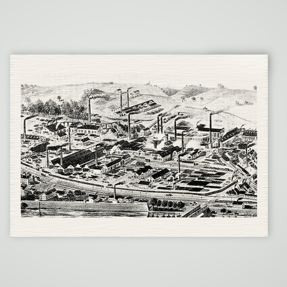 Cainsdorf, die Königin-Marienhütte – Holzstich, Kunstdruck auf Leinenpapier
