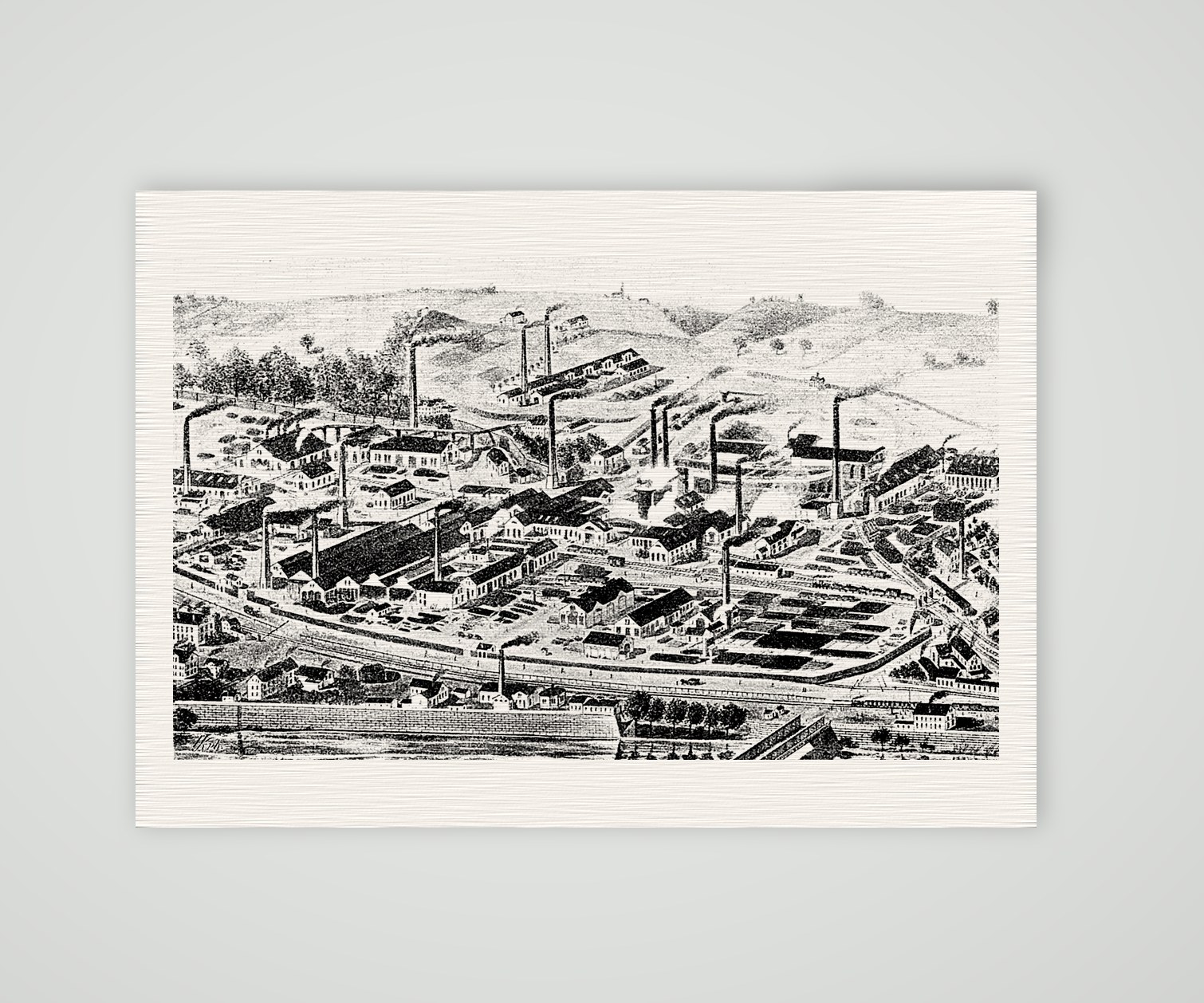 Cainsdorf, die Königin-Marienhütte – Holzstich, Kunstdruck auf Leinenpapier