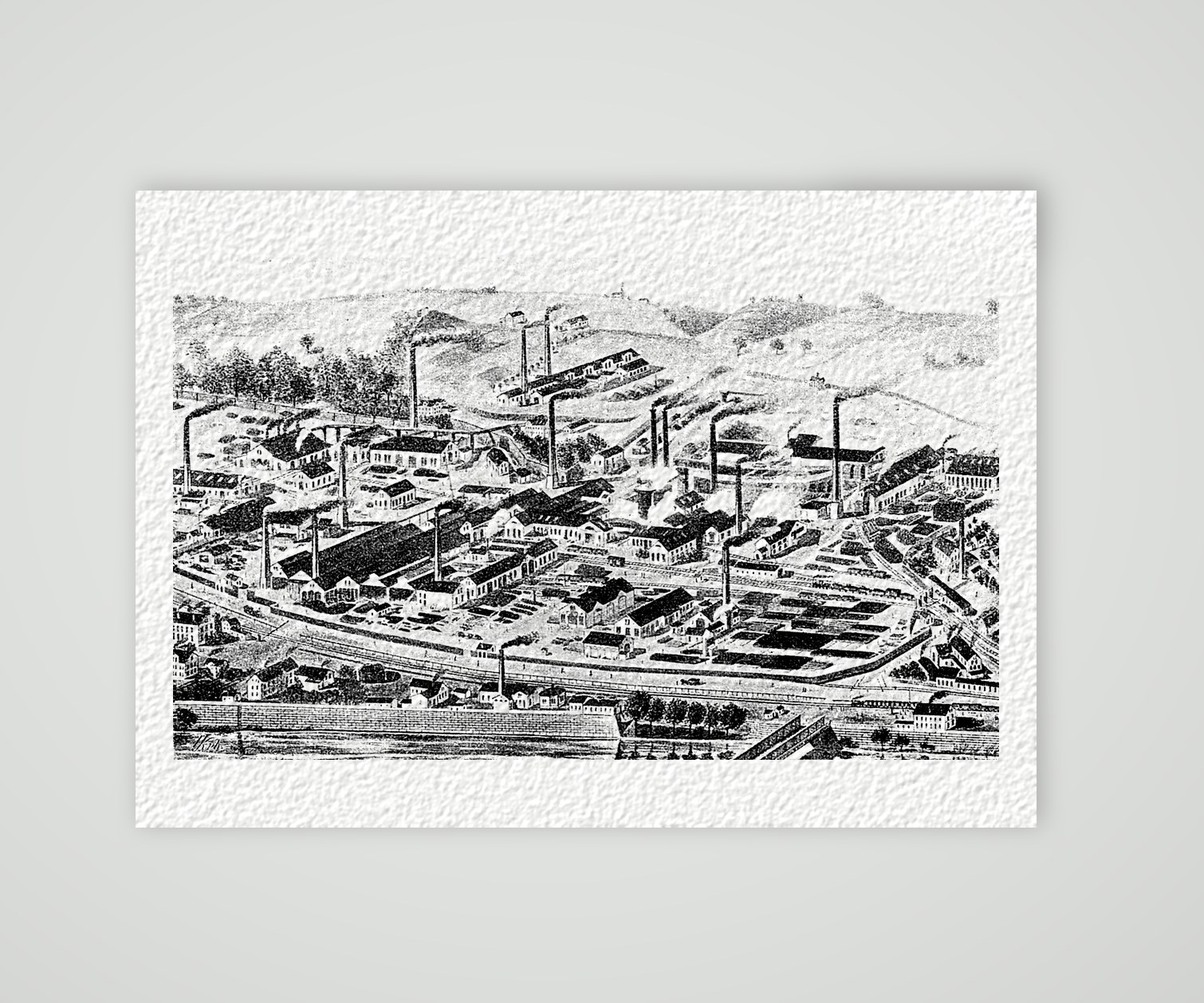 Cainsdorf, die Königin-Marienhütte – Holzstich, Kunstdruck auf Hahnemühle-Büttenpapier